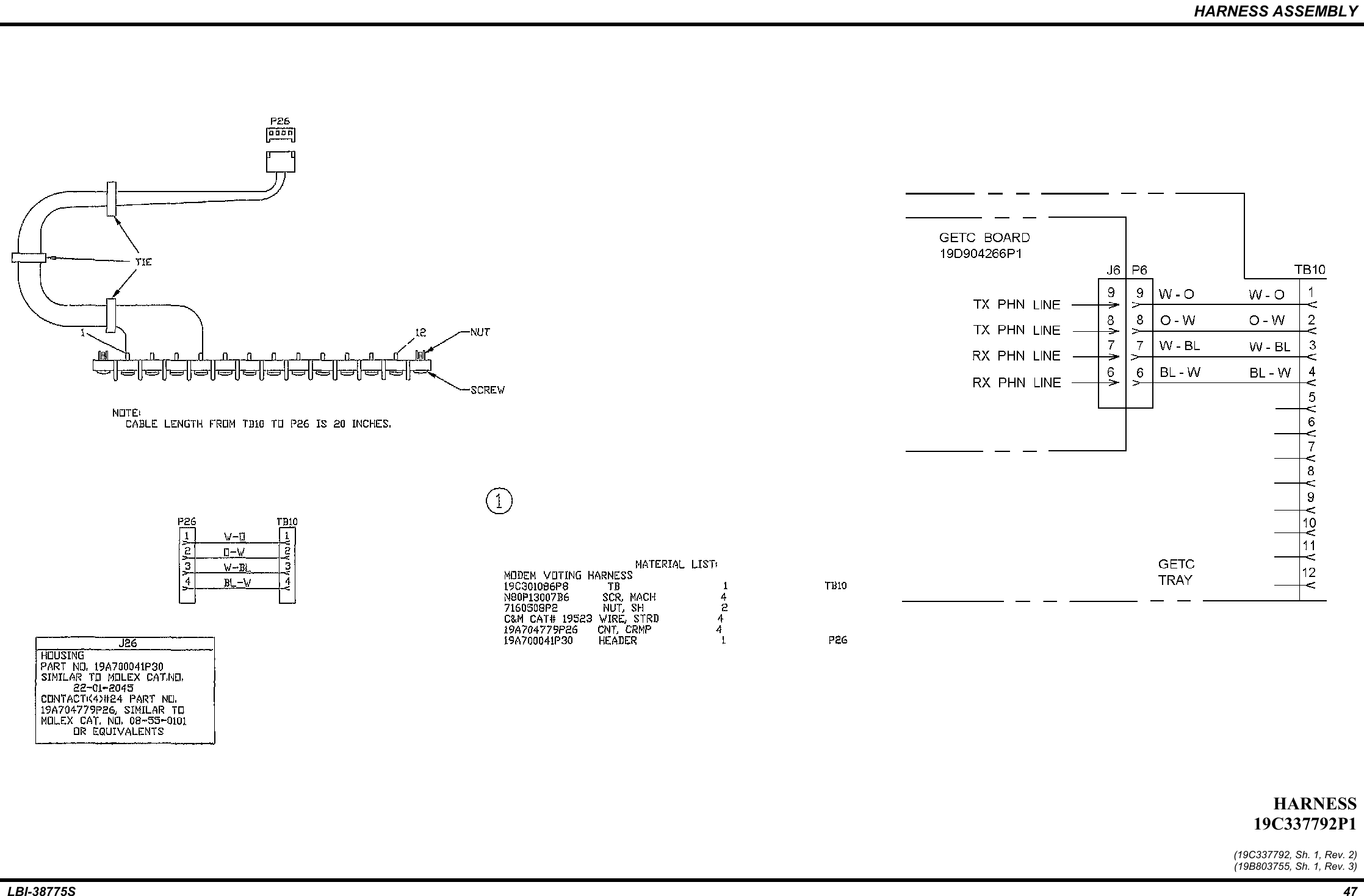 HARNESS ASSEMBLYLBI-38775S 47HARNESS19C337792P1(19C337792, Sh. 1, Rev. 2)(19B803755, Sh. 1, Rev. 3)