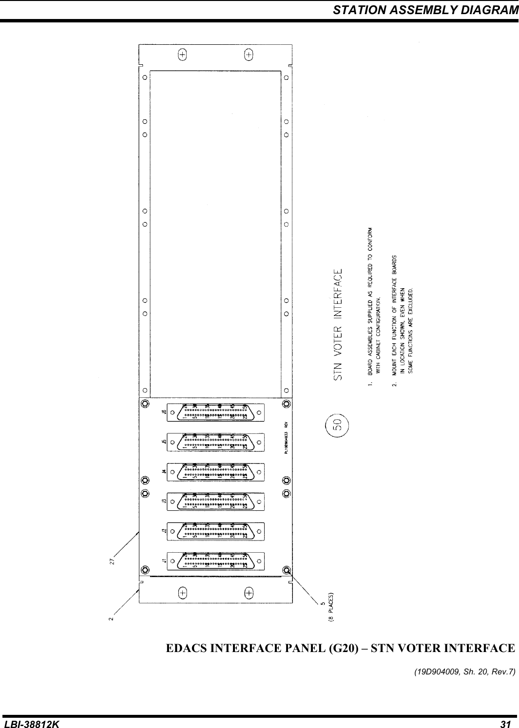 STATION ASSEMBLY DIAGRAMLBI-38812K 31EDACS INTERFACE PANEL (G20) – STN VOTER INTERFACE(19D904009, Sh. 20, Rev.7)