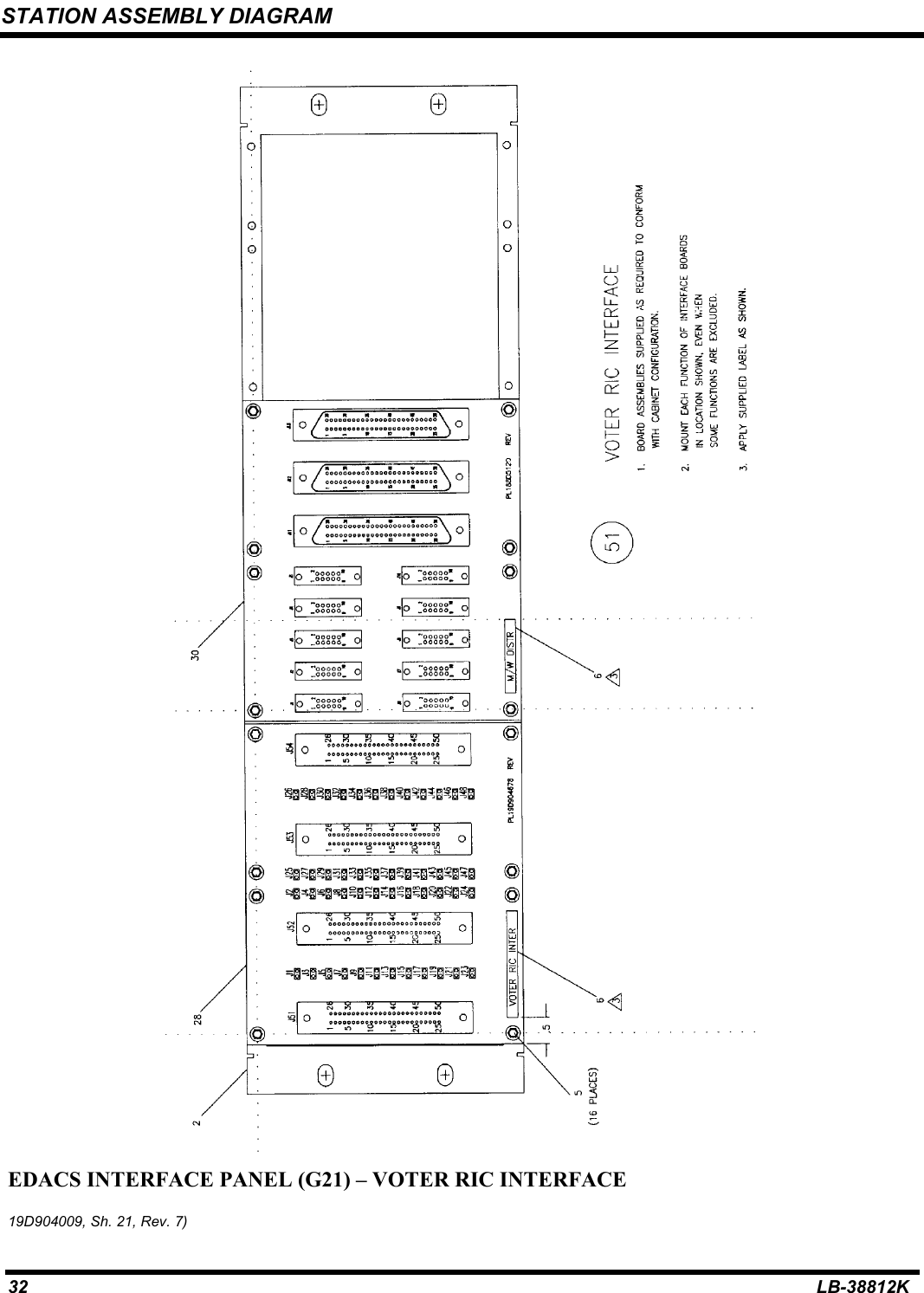 STATION ASSEMBLY DIAGRAM32 LB-38812KEDACS INTERFACE PANEL (G21) – VOTER RIC INTERFACE19D904009, Sh. 21, Rev. 7)