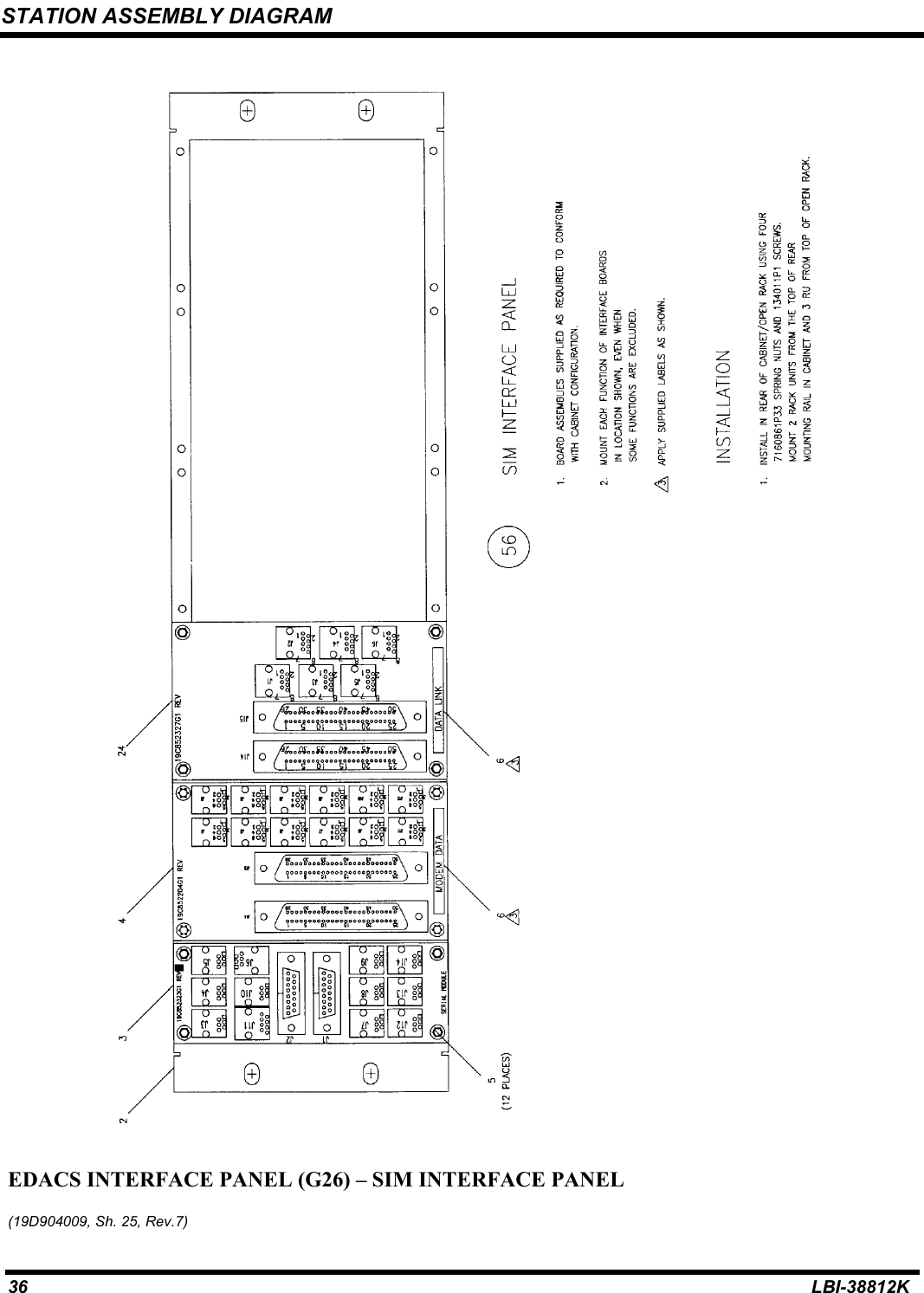 STATION ASSEMBLY DIAGRAM36 LBI-38812KEDACS INTERFACE PANEL (G26) – SIM INTERFACE PANEL(19D904009, Sh. 25, Rev.7)