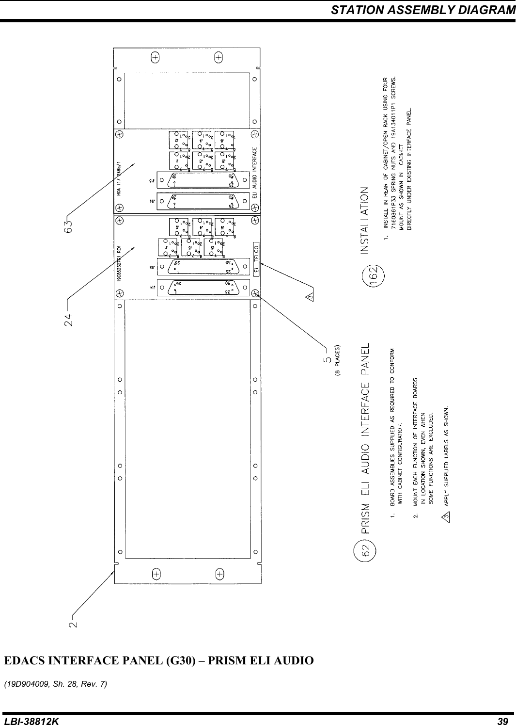 STATION ASSEMBLY DIAGRAMLBI-38812K 39EDACS INTERFACE PANEL (G30) – PRISM ELI AUDIO(19D904009, Sh. 28, Rev. 7)