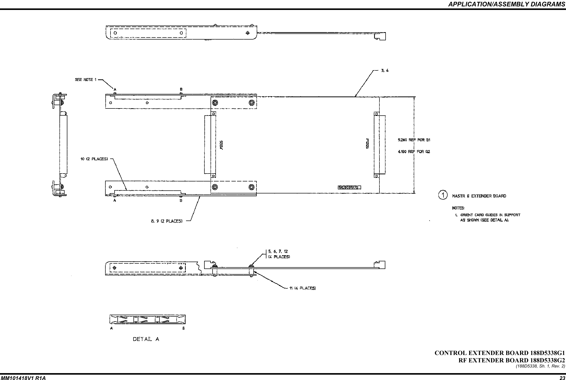 APPLICATION/ASSEMBLY DIAGRAMSMM101418V1 R1A 23CONTROL EXTENDER BOARD 188D5338G1RF EXTENDER BOARD 188D5338G2(188D5338, Sh. 1, Rev. 2)