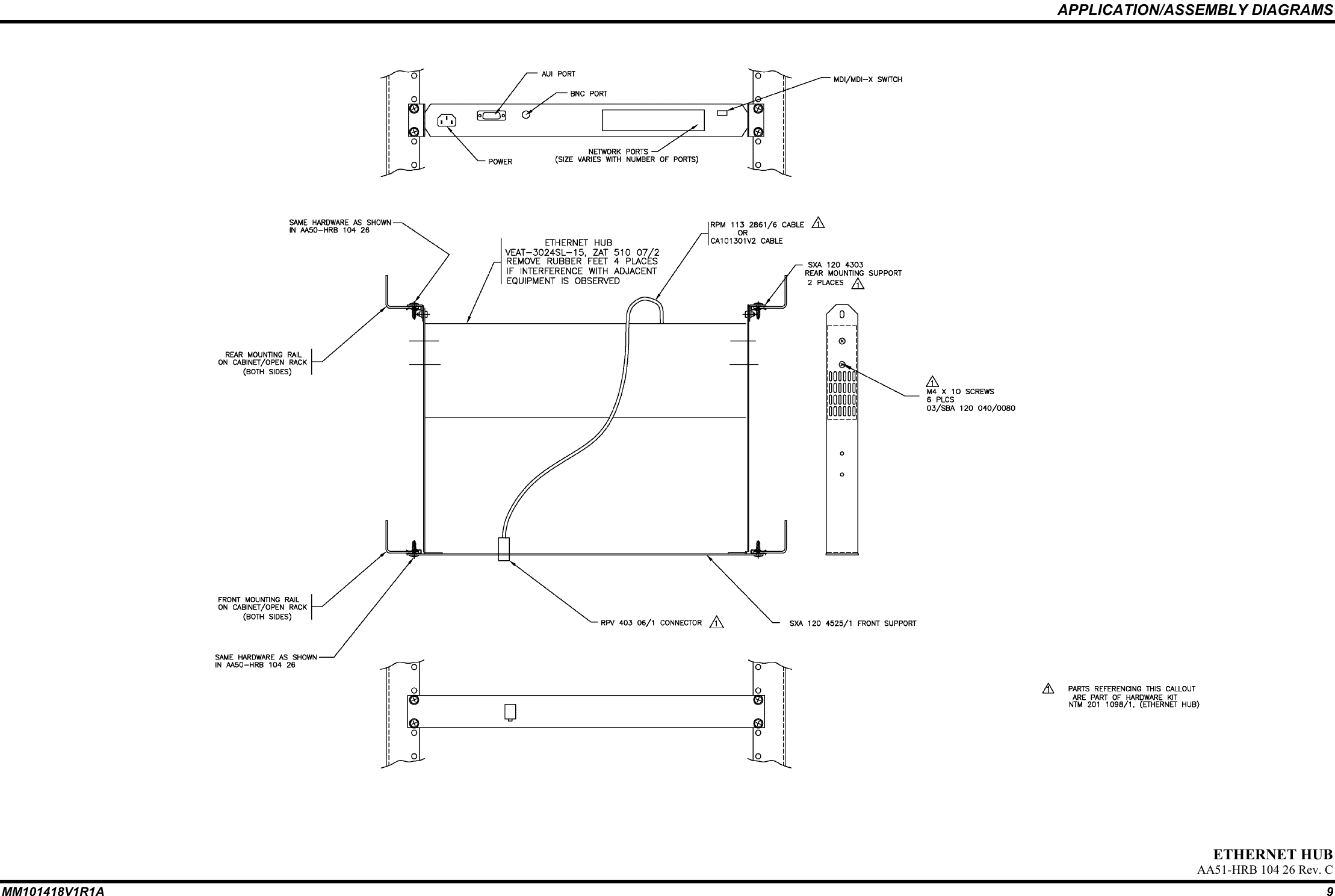 APPLICATION/ASSEMBLY DIAGRAMSMM101418V1R1A 9ETHERNET HUBAA51-HRB 104 26 Rev. C