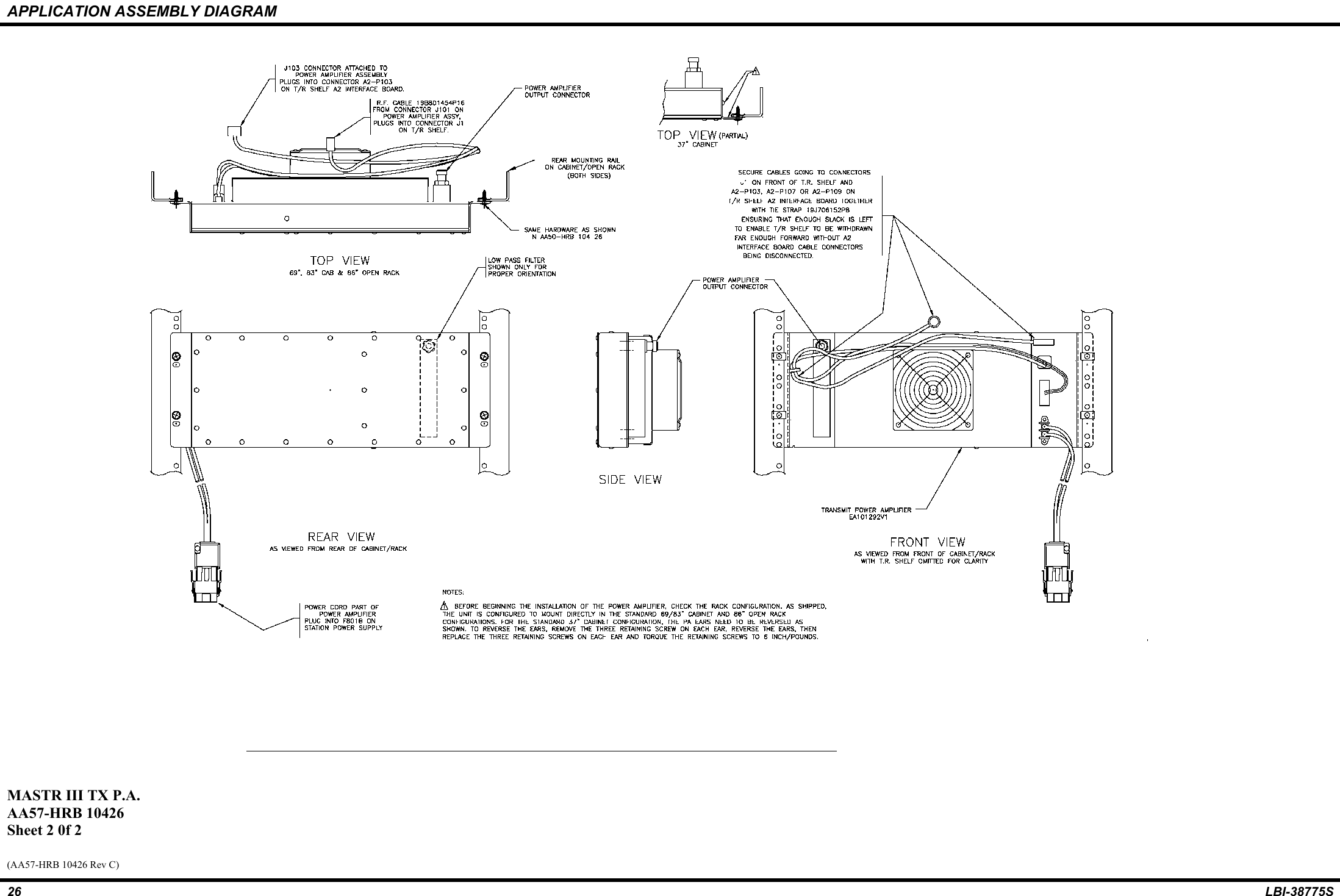 APPLICATION ASSEMBLY DIAGRAM26 LBI-38775SMASTR III TX P.A.AA57-HRB 10426 Sheet 2 0f 2(AA57-HRB 10426 Rev C)