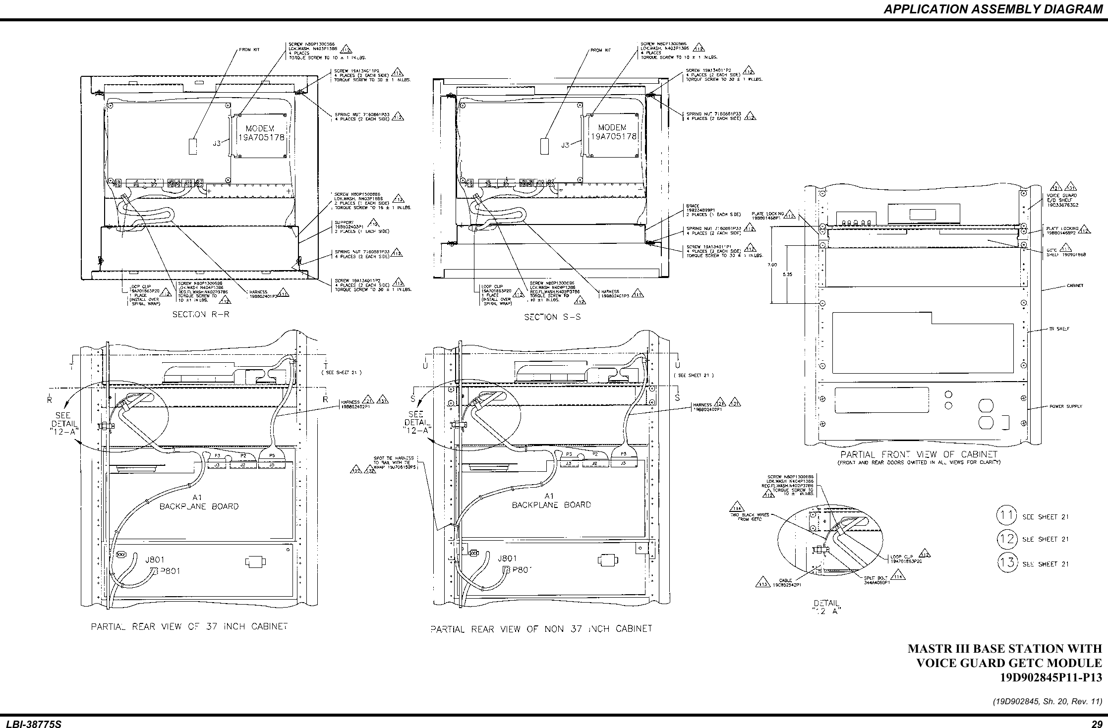 APPLICATION ASSEMBLY DIAGRAMLBI-38775S 29MASTR III BASE STATION WITHVOICE GUARD GETC MODULE19D902845P11-P13(19D902845, Sh. 20, Rev. 11)