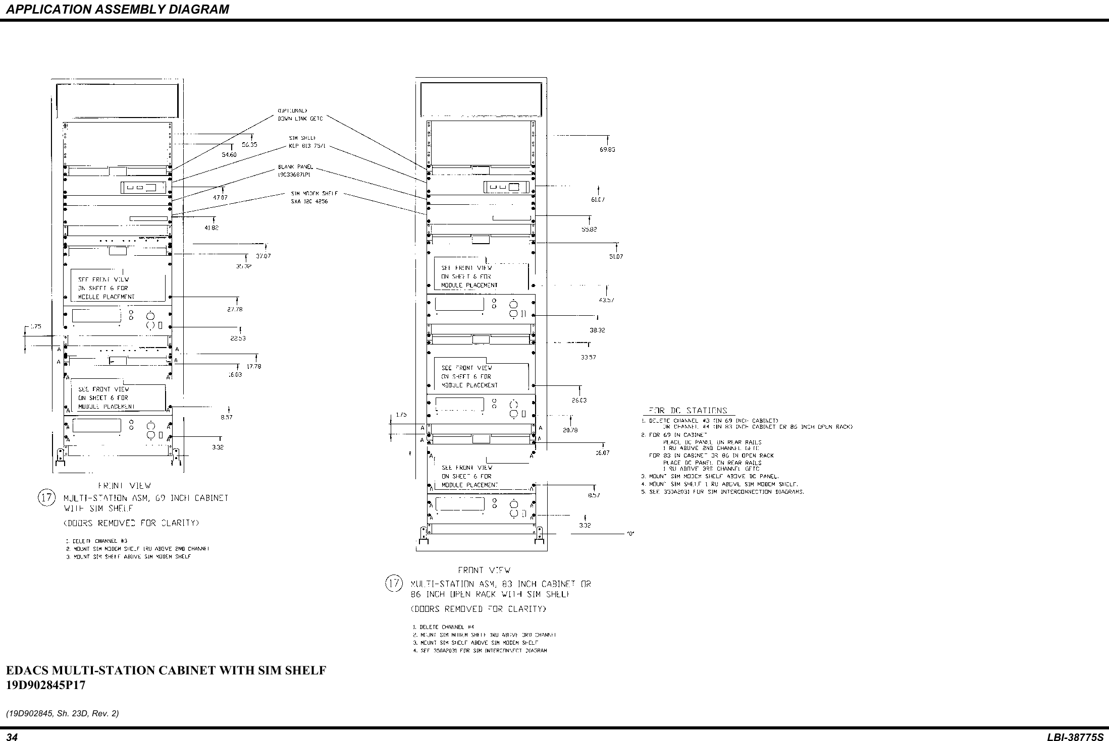 APPLICATION ASSEMBLY DIAGRAM34 LBI-38775SEDACS MULTI-STATION CABINET WITH SIM SHELF19D902845P17(19D902845, Sh. 23D, Rev. 2)