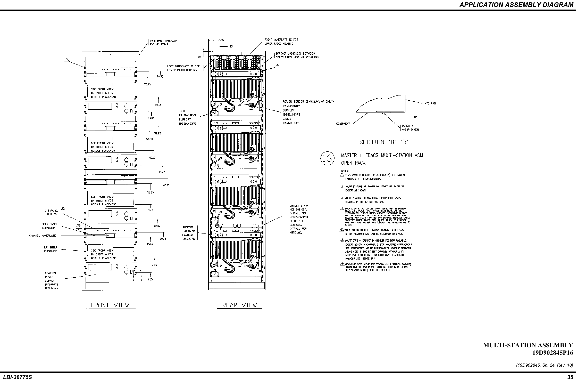 APPLICATION ASSEMBLY DIAGRAMLBI-38775S 35MULTI-STATION ASSEMBLY19D902845P16(19D902845, Sh. 24, Rev. 10)