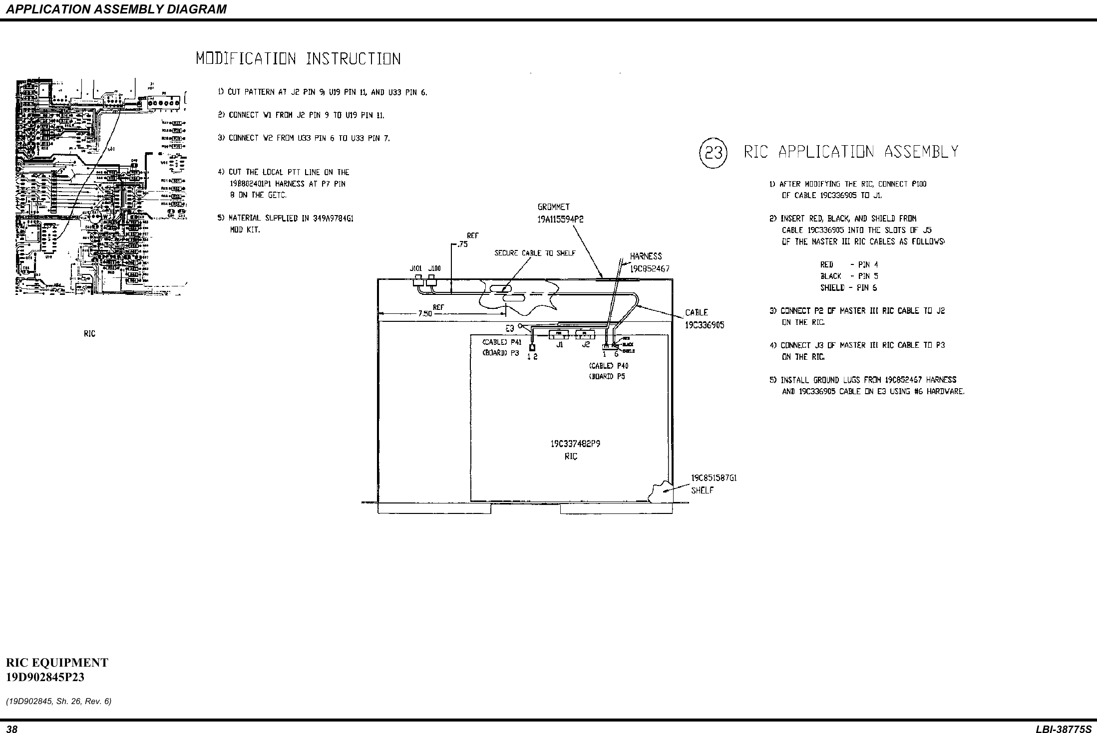 APPLICATION ASSEMBLY DIAGRAM38 LBI-38775SRIC EQUIPMENT19D902845P23(19D902845, Sh. 26, Rev. 6)