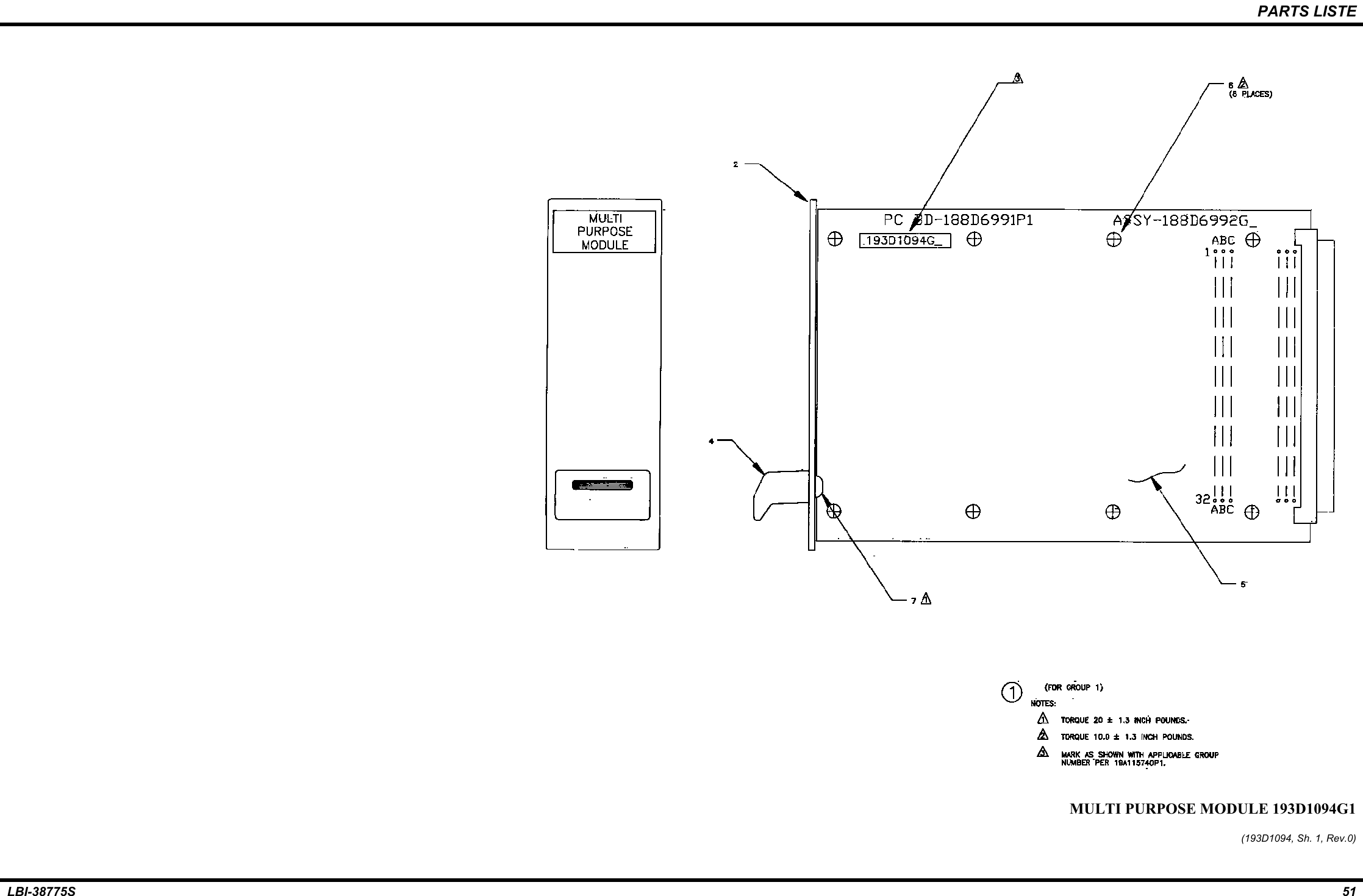 PARTS LISTELBI-38775S 51MULTI PURPOSE MODULE 193D1094G1(193D1094, Sh. 1, Rev.0)