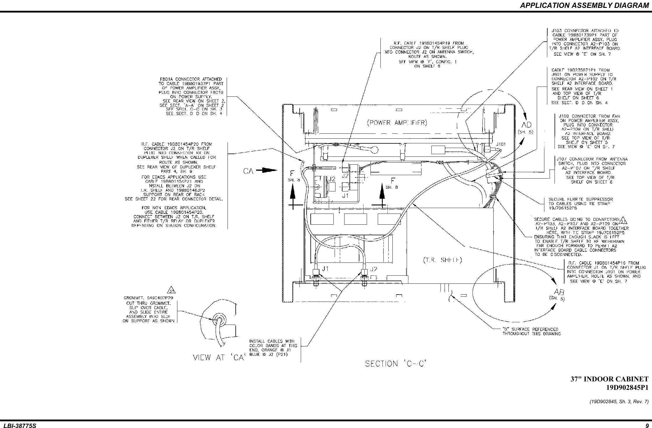 APPLICATION ASSEMBLY DIAGRAMLBI-38775S 937&quot; INDOOR CABINET19D902845P1(19D902845, Sh. 3, Rev. 7)