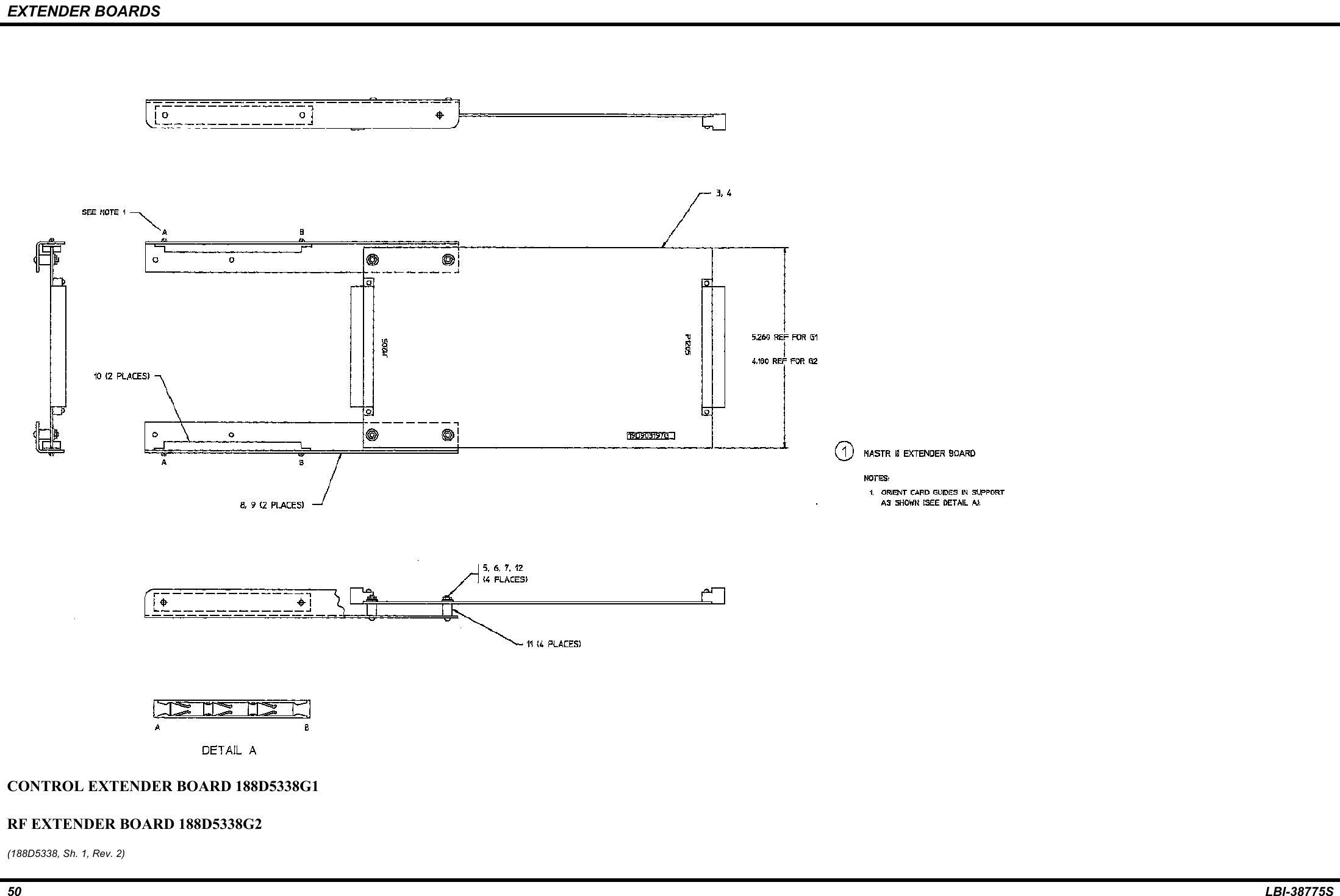 EXTENDER BOARDS50 LBI-38775SCONTROL EXTENDER BOARD 188D5338G1RF EXTENDER BOARD 188D5338G2(188D5338, Sh. 1, Rev. 2)