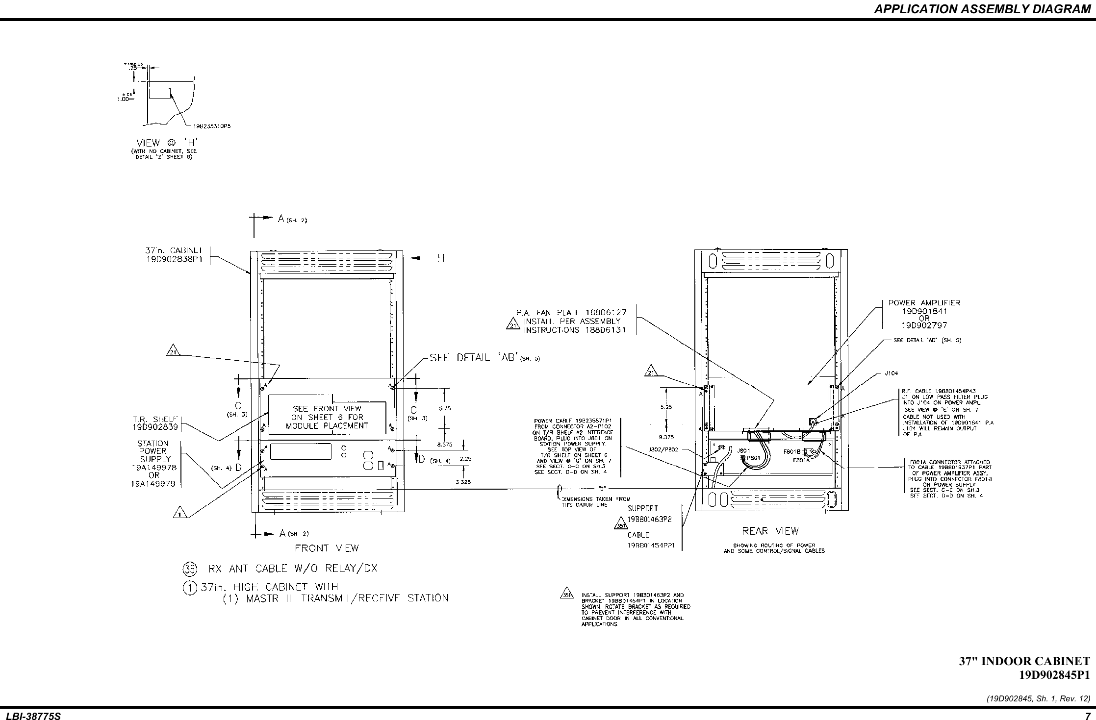 APPLICATION ASSEMBLY DIAGRAMLBI-38775S 737&quot; INDOOR CABINET19D902845P1(19D902845, Sh. 1, Rev. 12)