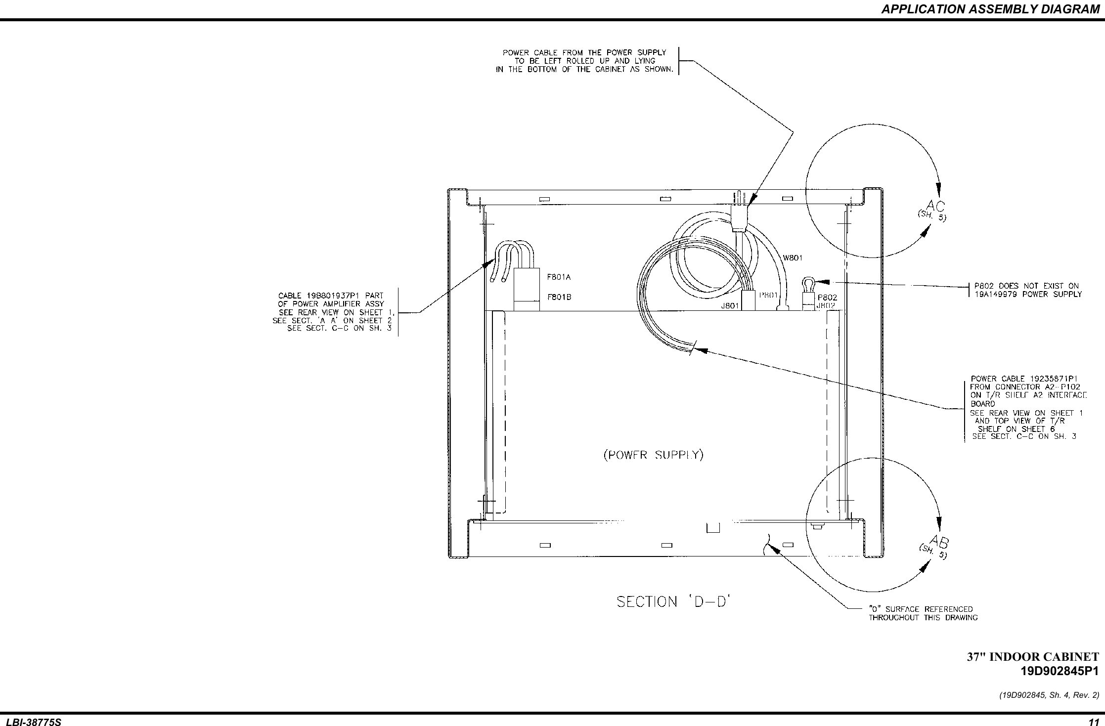 APPLICATION ASSEMBLY DIAGRAMLBI-38775S 1137&quot; INDOOR CABINET19D902845P1(19D902845, Sh. 4, Rev. 2)