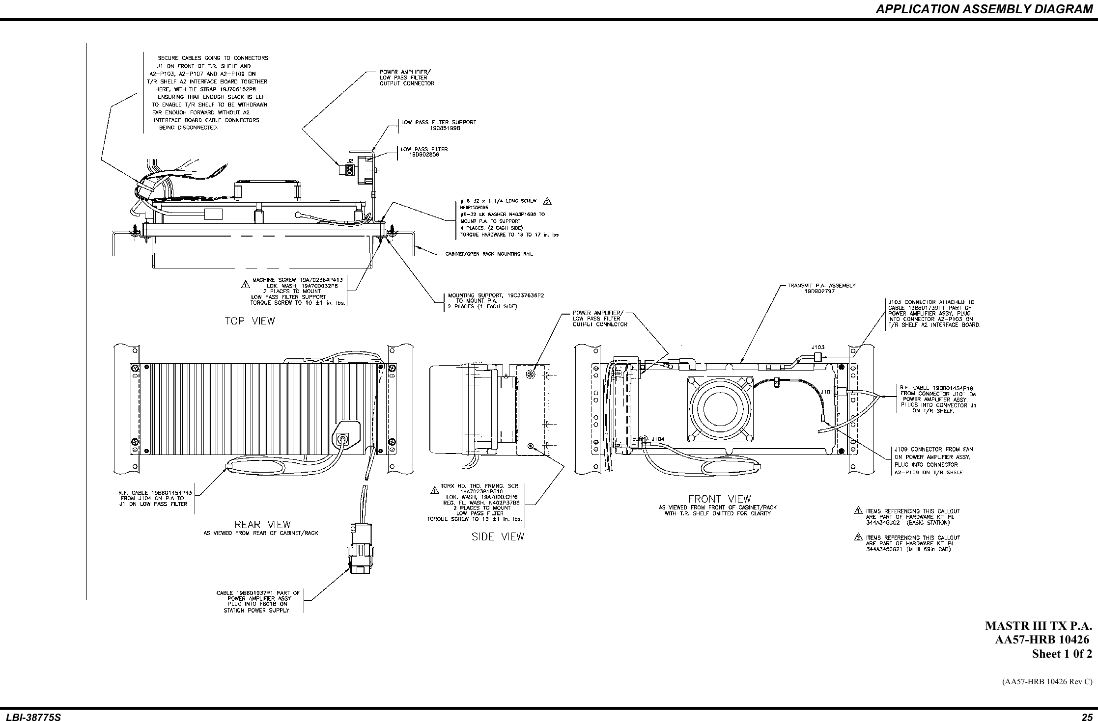 APPLICATION ASSEMBLY DIAGRAMLBI-38775S 25 MASTR III TX P.A.AA57-HRB 10426 Sheet 1 0f 2(AA57-HRB 10426 Rev C)