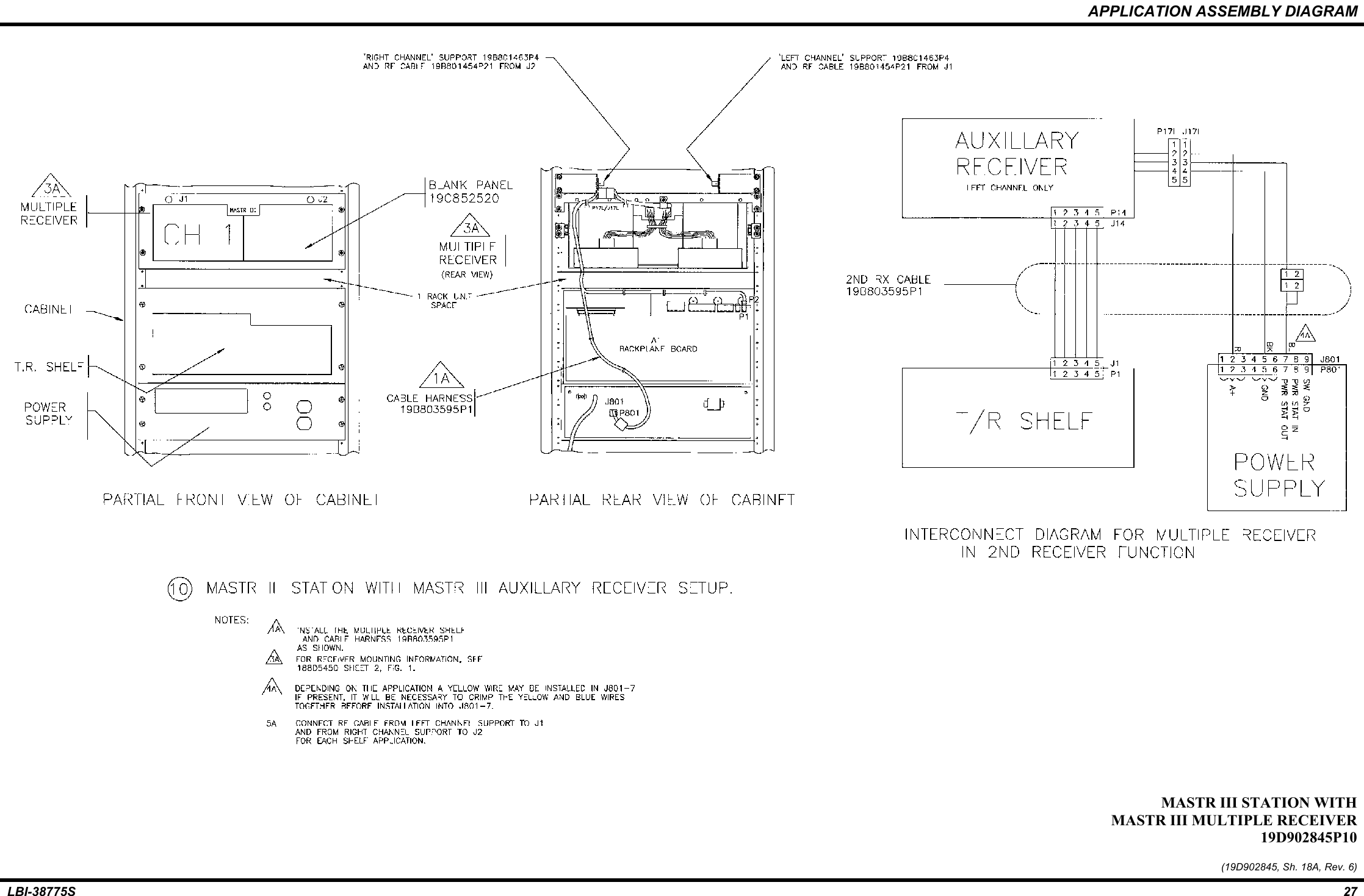 APPLICATION ASSEMBLY DIAGRAMLBI-38775S 27MASTR III STATION WITHMASTR III MULTIPLE RECEIVER19D902845P10(19D902845, Sh. 18A, Rev. 6)