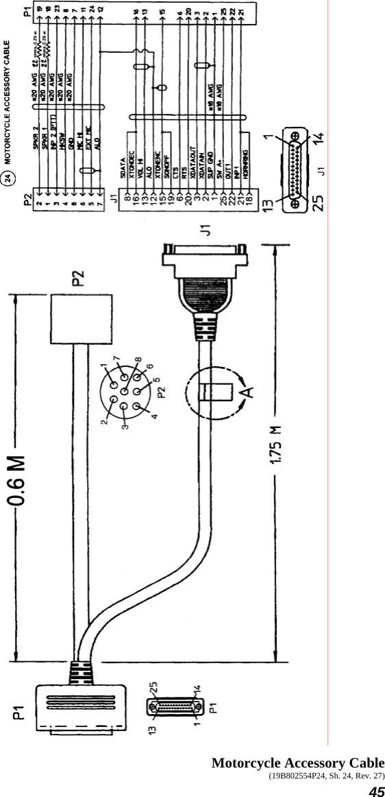  45  Motorcycle Accessory Cable (19B802554P24, Sh. 24, Rev. 27) 