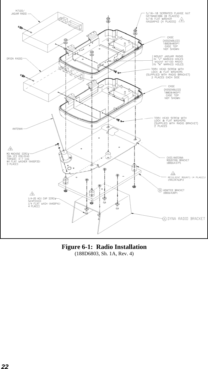 22  Figure 6-1:  Radio Installation (188D6803, Sh. 1A, Rev. 4) 