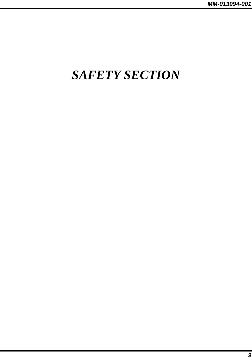 MM-013994-001 9 SAFETY SECTION 