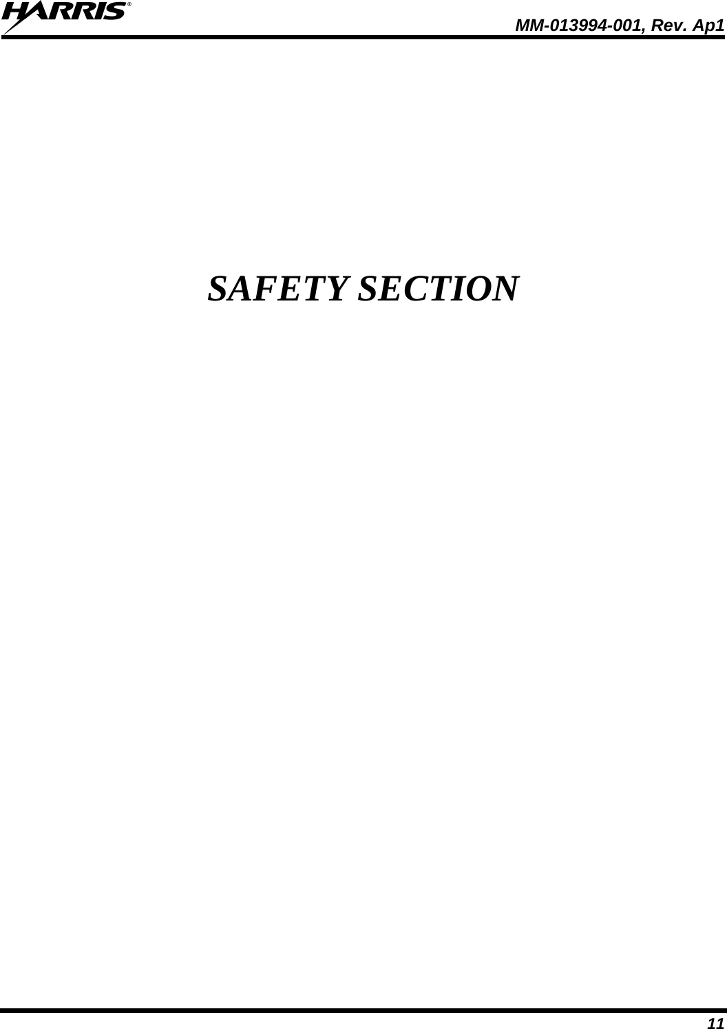  MM-013994-001, Rev. Ap1 11 SAFETY SECTION 