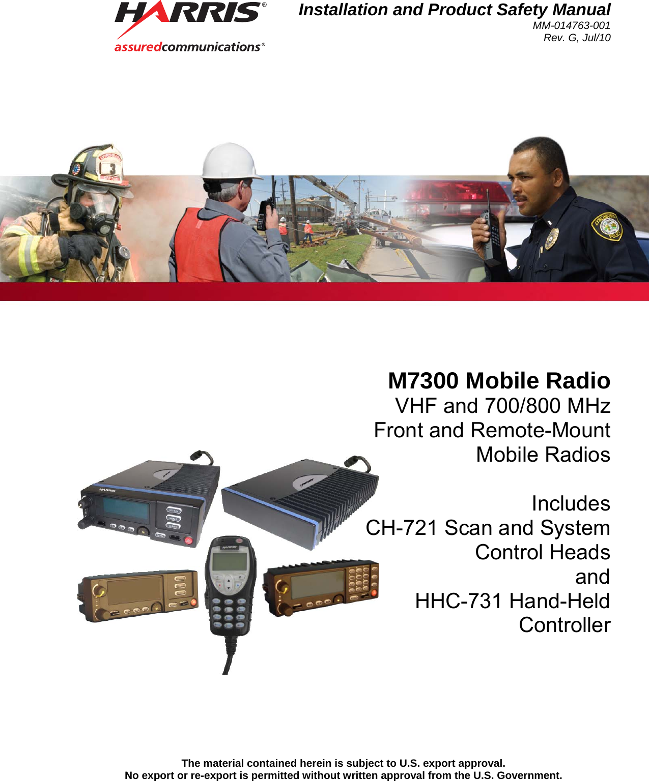 HARRIS TR0060E M7300/M5300 Mobile Radio User Manual Manual 1