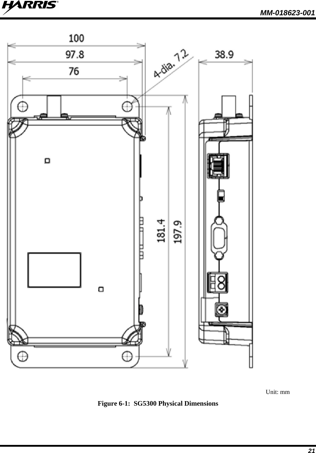  MM-018623-001  21  Unit: mm Figure 6-1:  SG5300 Physical Dimensions 