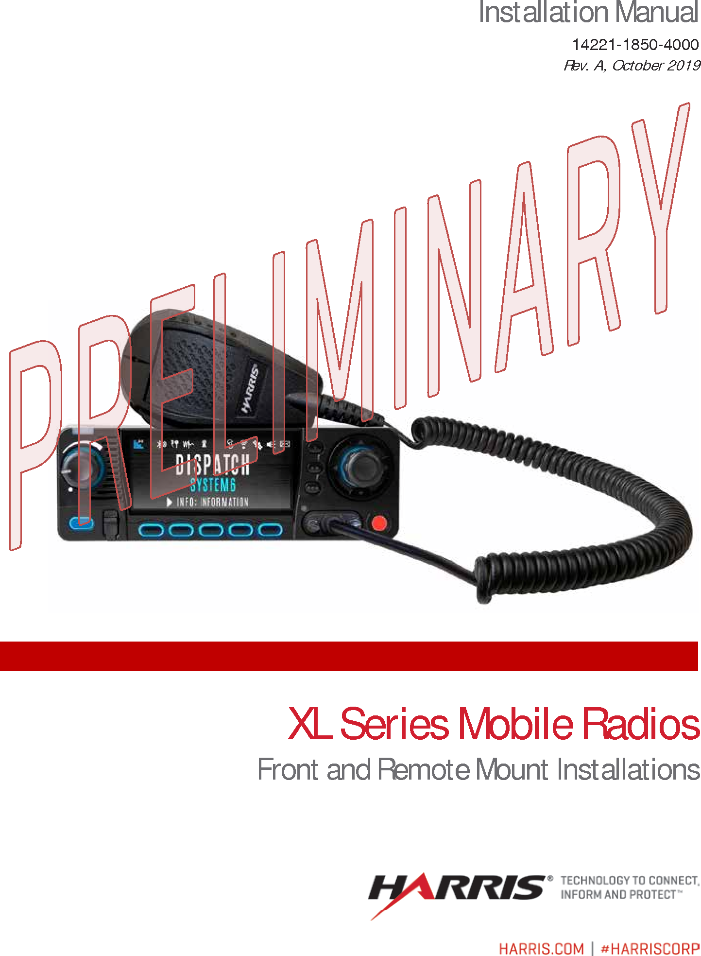 HARRIS TR0161E XL200M Series Mobile Radio User Manual 14221 1850