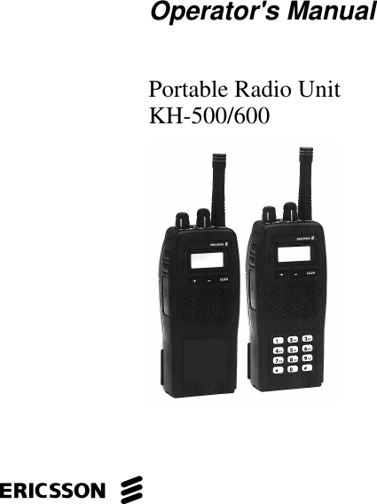 Operator&apos;s ManualPortable Radio UnitKH-500/600