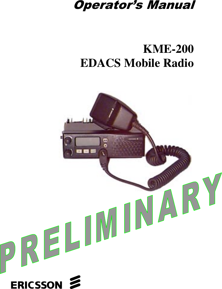 2SHUDWRU·V0DQXDOKME-200EDACS Mobile Radio%$