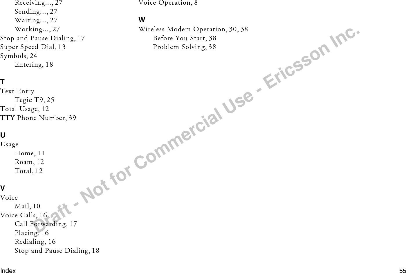 Draft - Not for Commercial Use - Ericsson Inc.56 Index