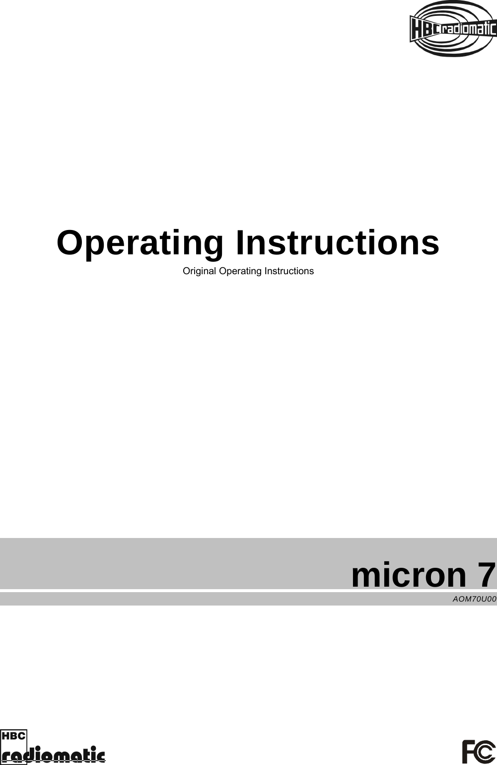     micron 7 AOM70U00  Operating Instructions  Original Operating Instructions 