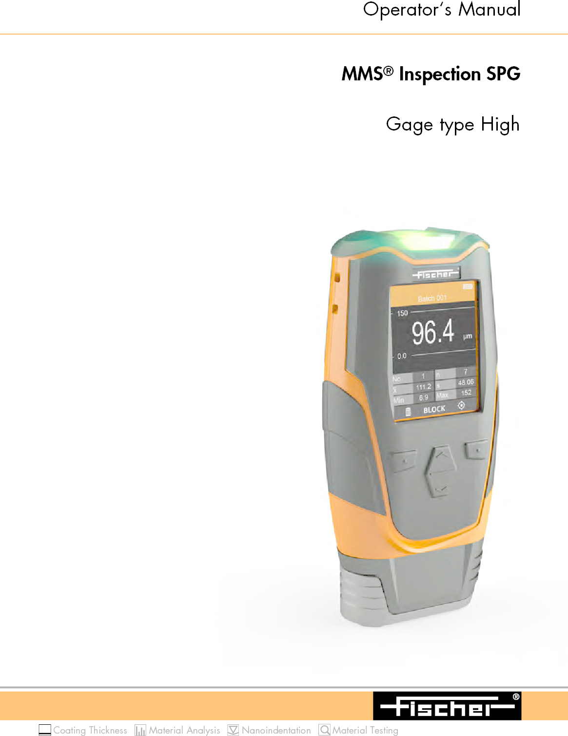 HELMUT FISCHER MMSINSPEC00 Coating Thickness Measuring Device User