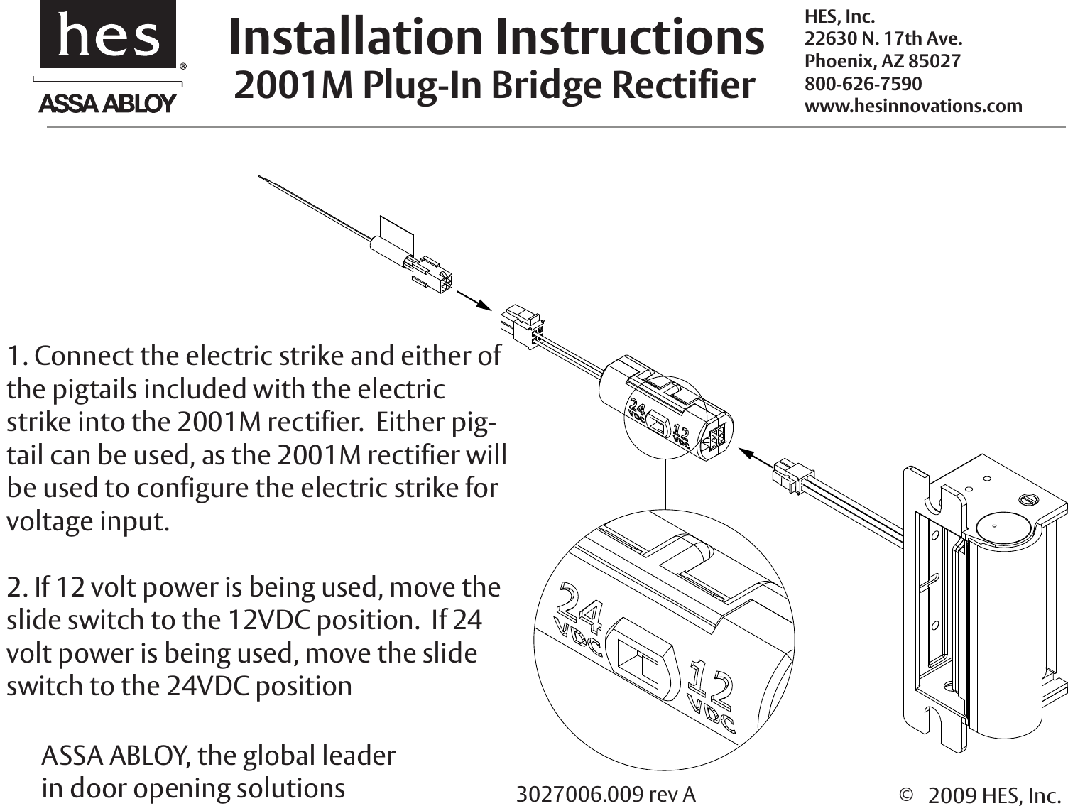 Page 1 of 1 - HES Website Copy 2001M Plug-In Bridge Rectifier Installation Guide 2001MPlug In Install Instructions