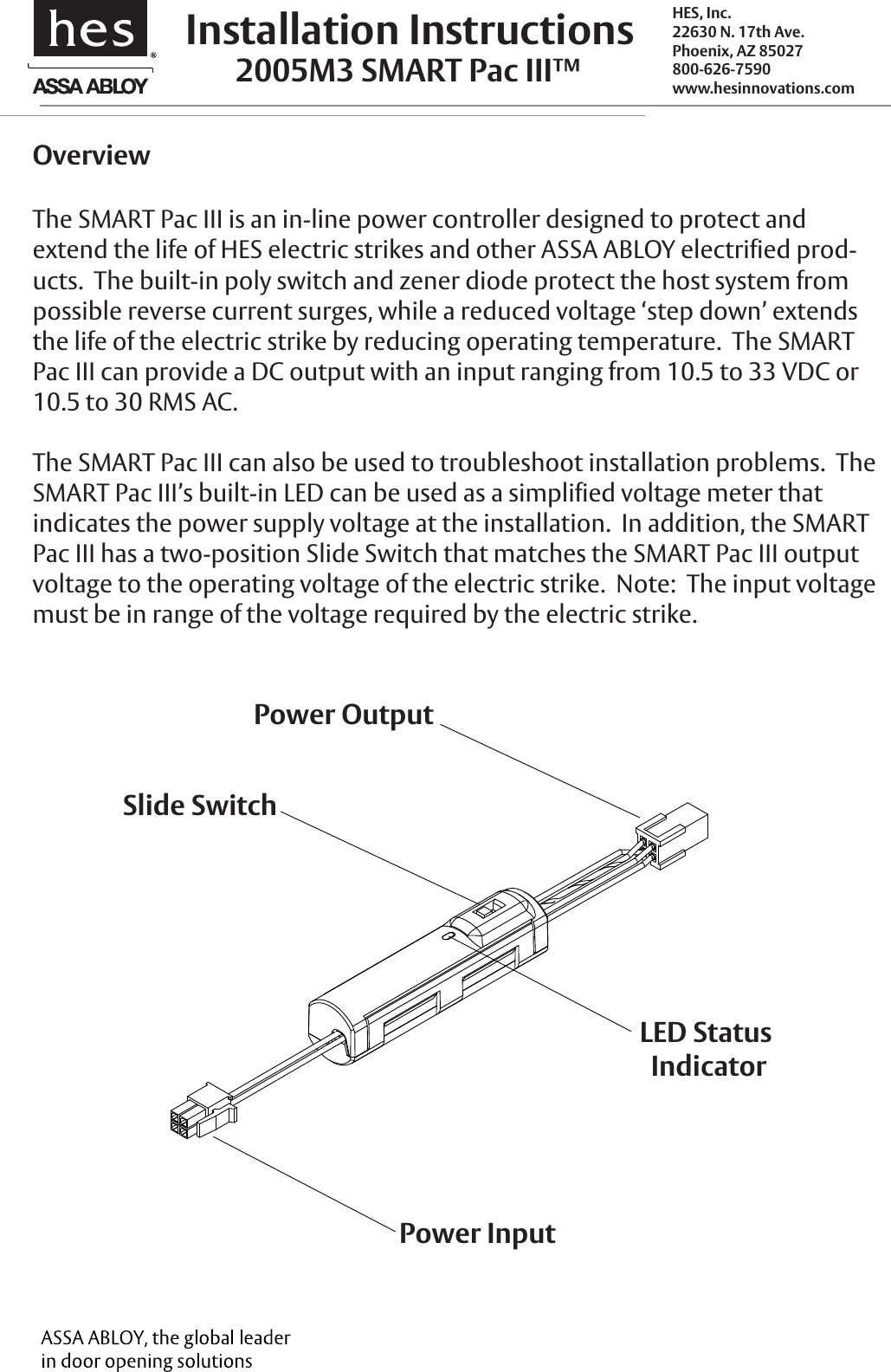 Page 1 of 4 - HES 1 Smart Pac III Installation Guide 2005M3SMARTPac IIIInstall Instructions