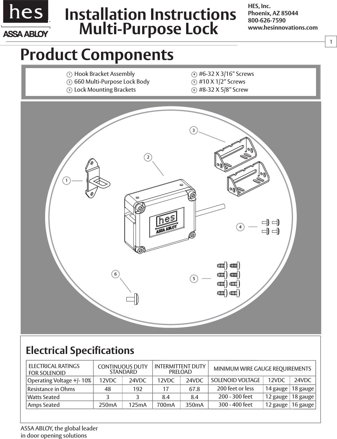 Page 1 of 4 - HES 660_MultiLock Pages 1-4_Rev_B 660 Series Installation Guide HES660Install Instructions
