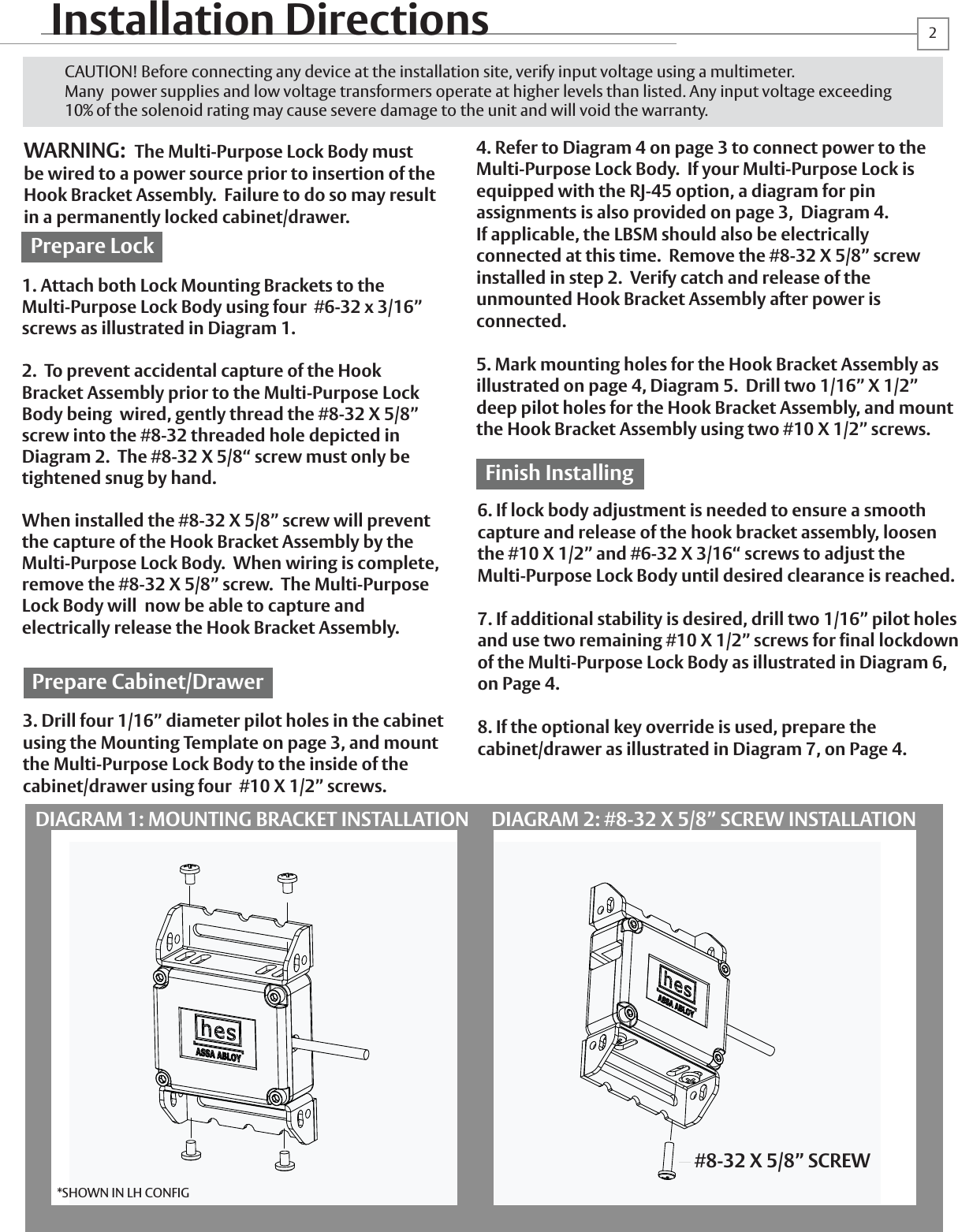 Page 2 of 4 - HES 660_MultiLock Pages 1-4_Rev_B 660 Series Installation Guide HES660Install Instructions