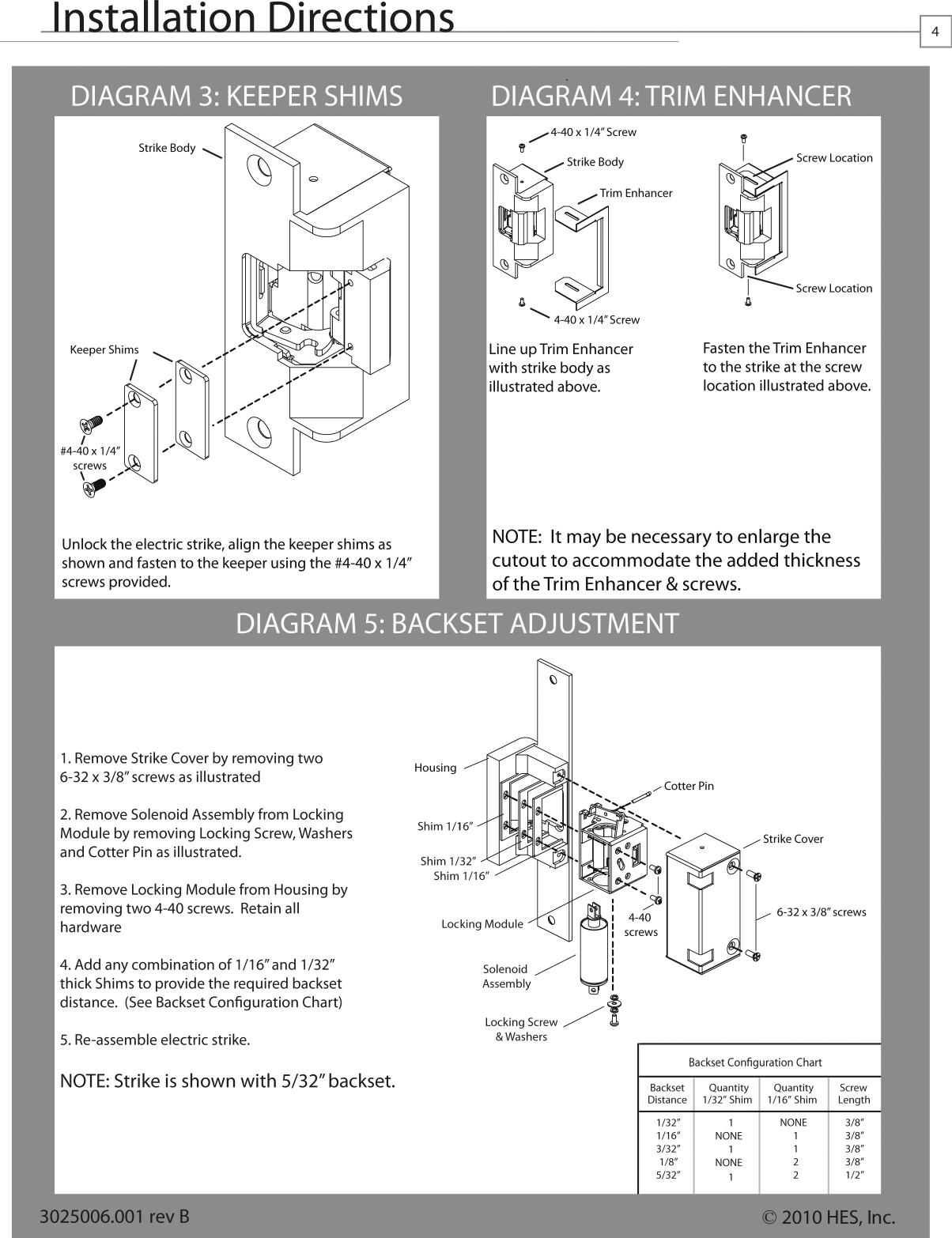 HES 7500 4 Rev B 7501 Series Installation Guide HES7500Install Instructions