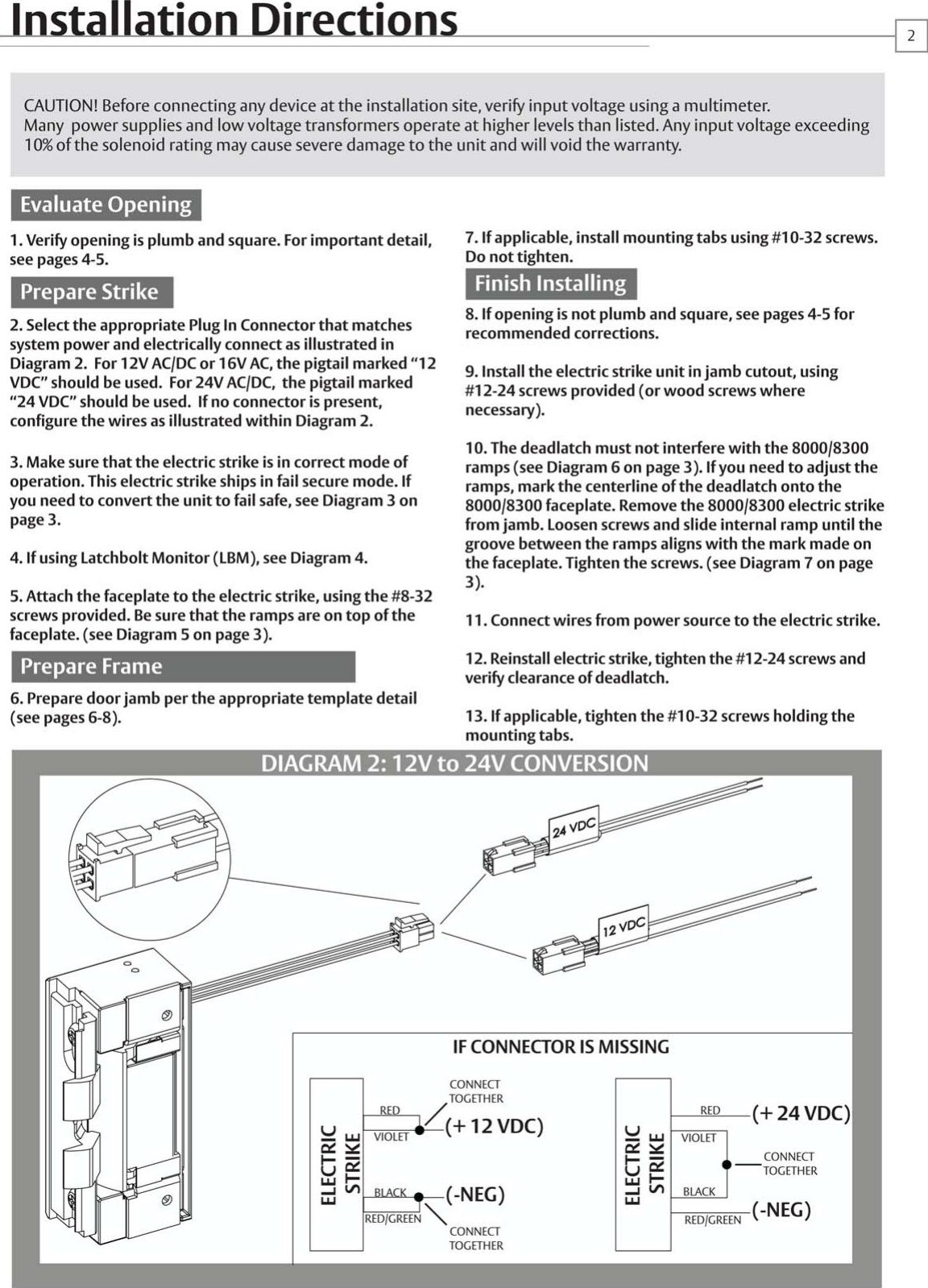 Page 2 of 8 - HES 8 8300 Series Installation Guide HES8300Install Instructions