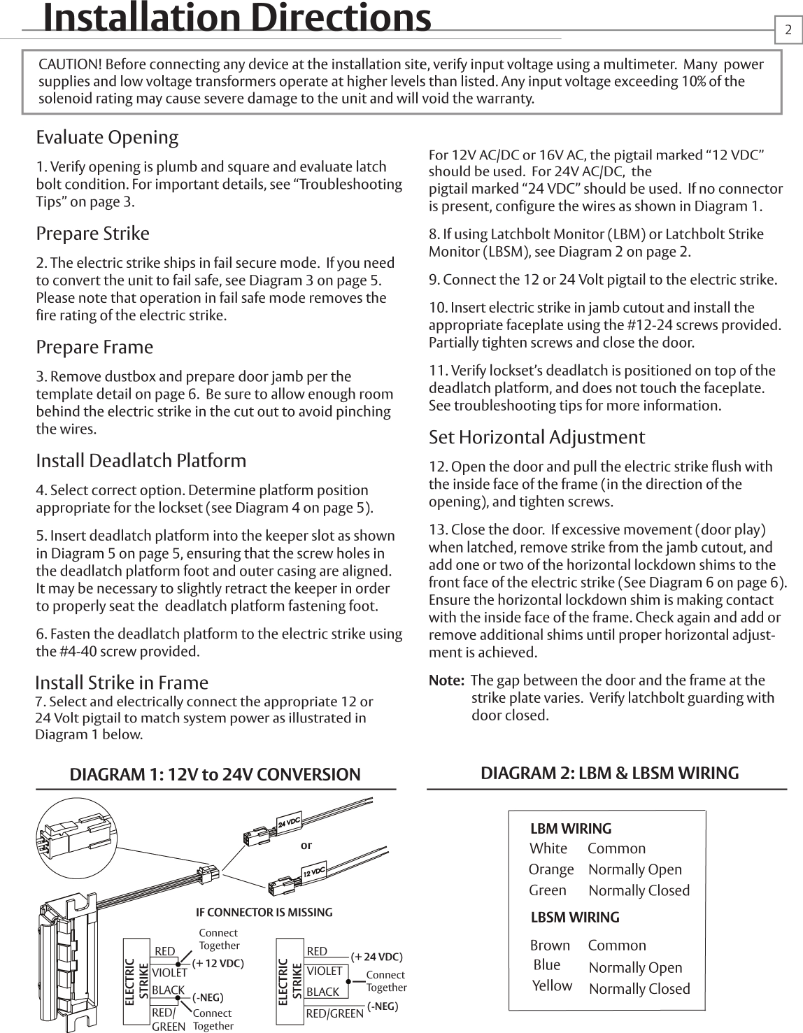 Page 2 of 6 - HES 8500 PAGES 1-6_Rev C Series Installation Guide HES8500Install Instructions