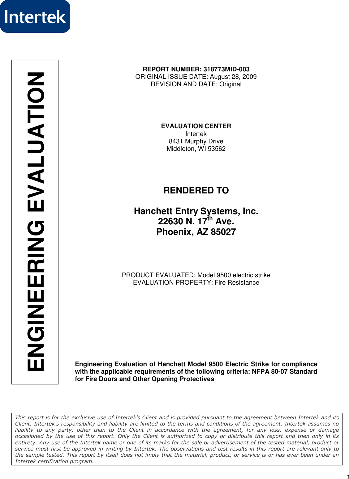Page 1 of 5 - HES EEV 9500 Series Compliance Sustainability NFPA-80-07