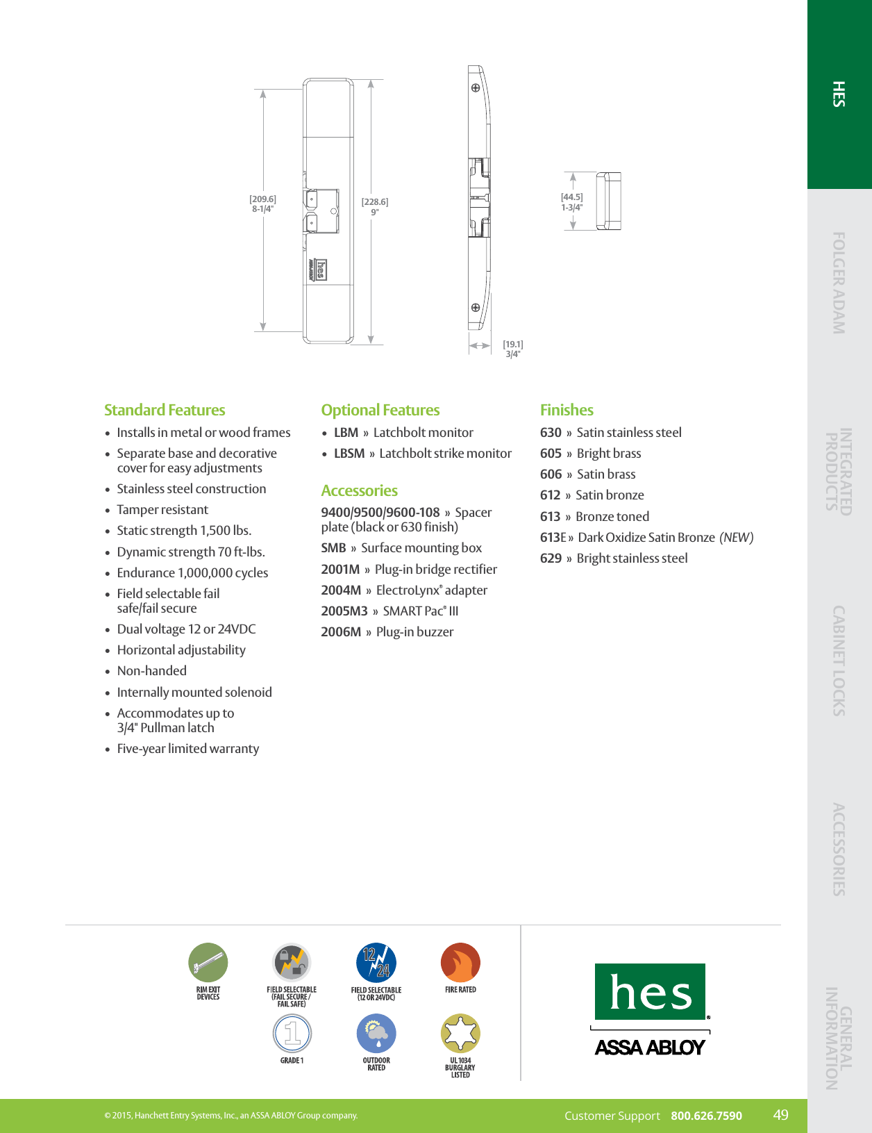 Page 2 of 2 - HES  9500 Series Overview HES9500Series Overview2015