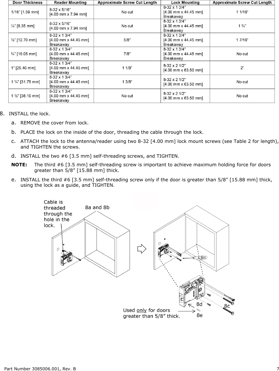 Page 7 of 12 - HES - 3085006.001_Rev B KS200-640 Server Cabinet Lock Installation Guide KS200Installation Instructions