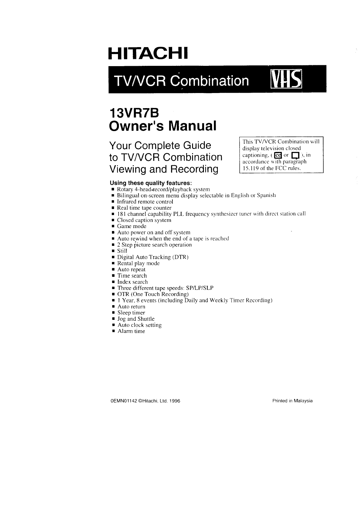user manuals Array - hitachi tv vcr or dvd combo manual 97110146 rh
