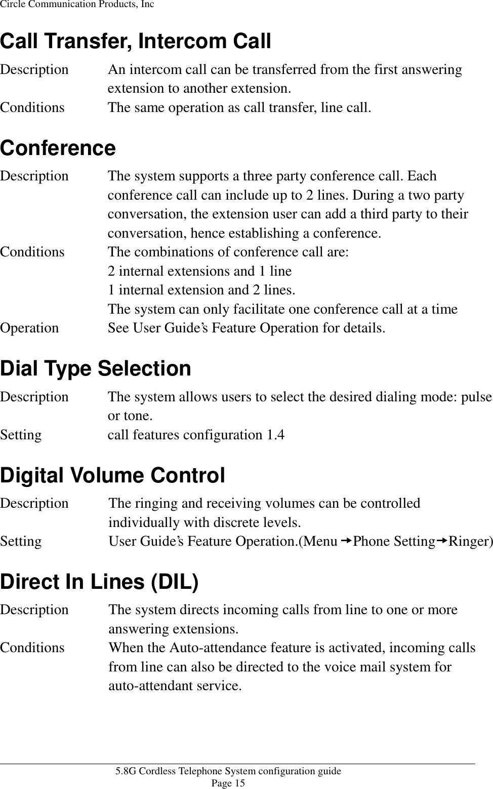 Page 15 of HKC Technology 238 5.8GHz DSSS Cordless Phone System w/ CID & DAM User Manual WPBXconfig v21