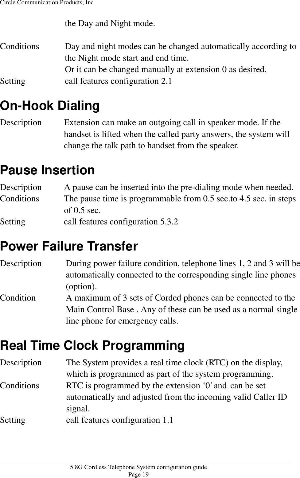 Page 19 of HKC Technology 238 5.8GHz DSSS Cordless Phone System w/ CID & DAM User Manual WPBXconfig v21