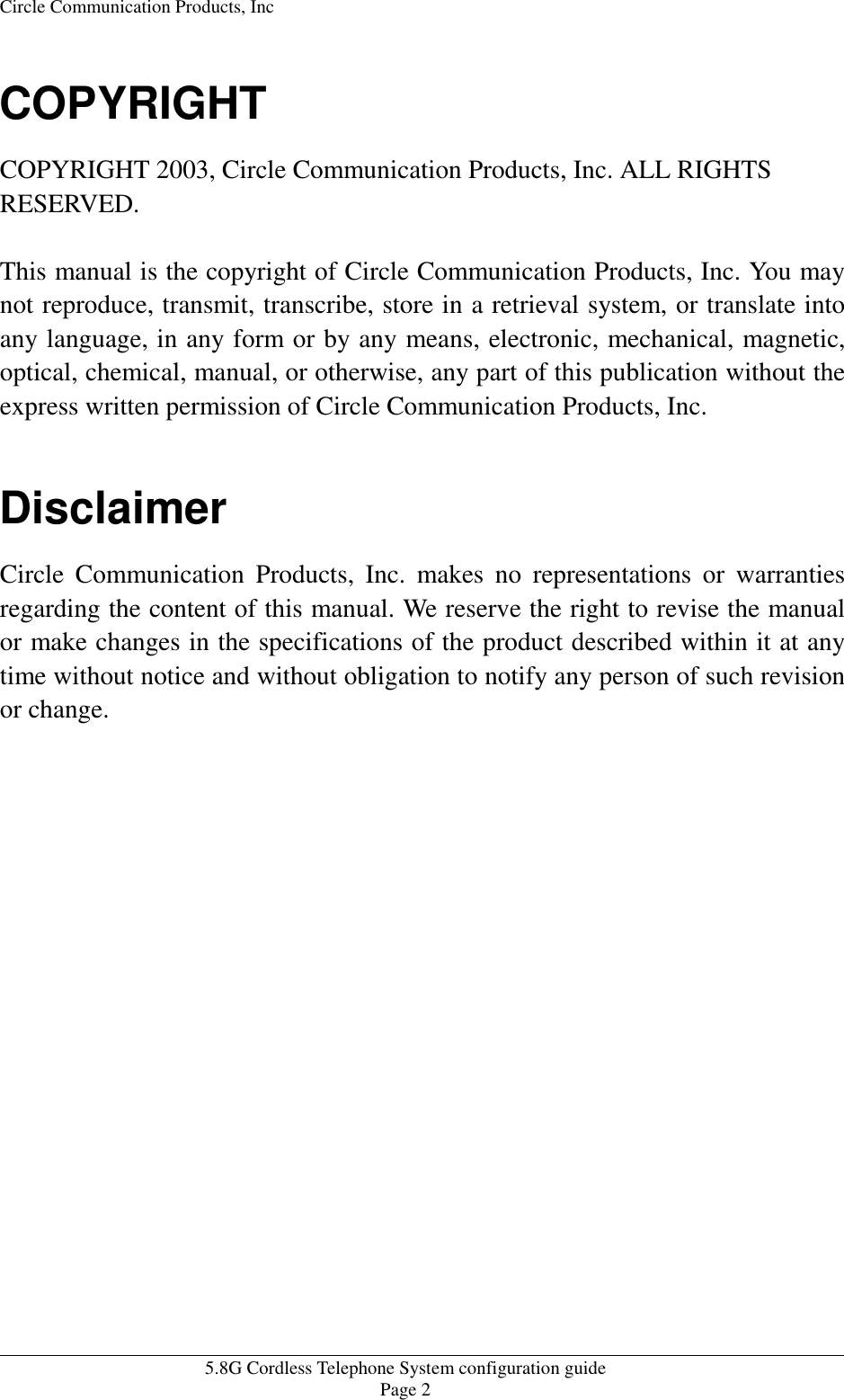 Page 2 of HKC Technology 238 5.8GHz DSSS Cordless Phone System w/ CID & DAM User Manual WPBXconfig v21