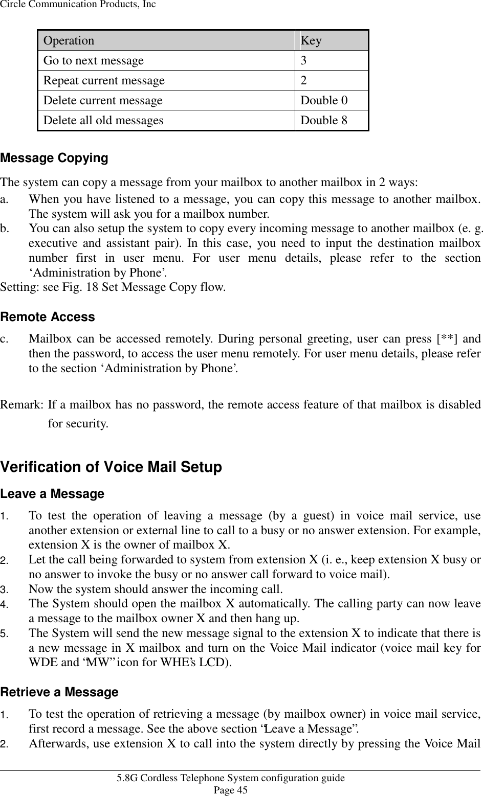 Page 45 of HKC Technology 238 5.8GHz DSSS Cordless Phone System w/ CID & DAM User Manual WPBXconfig v21