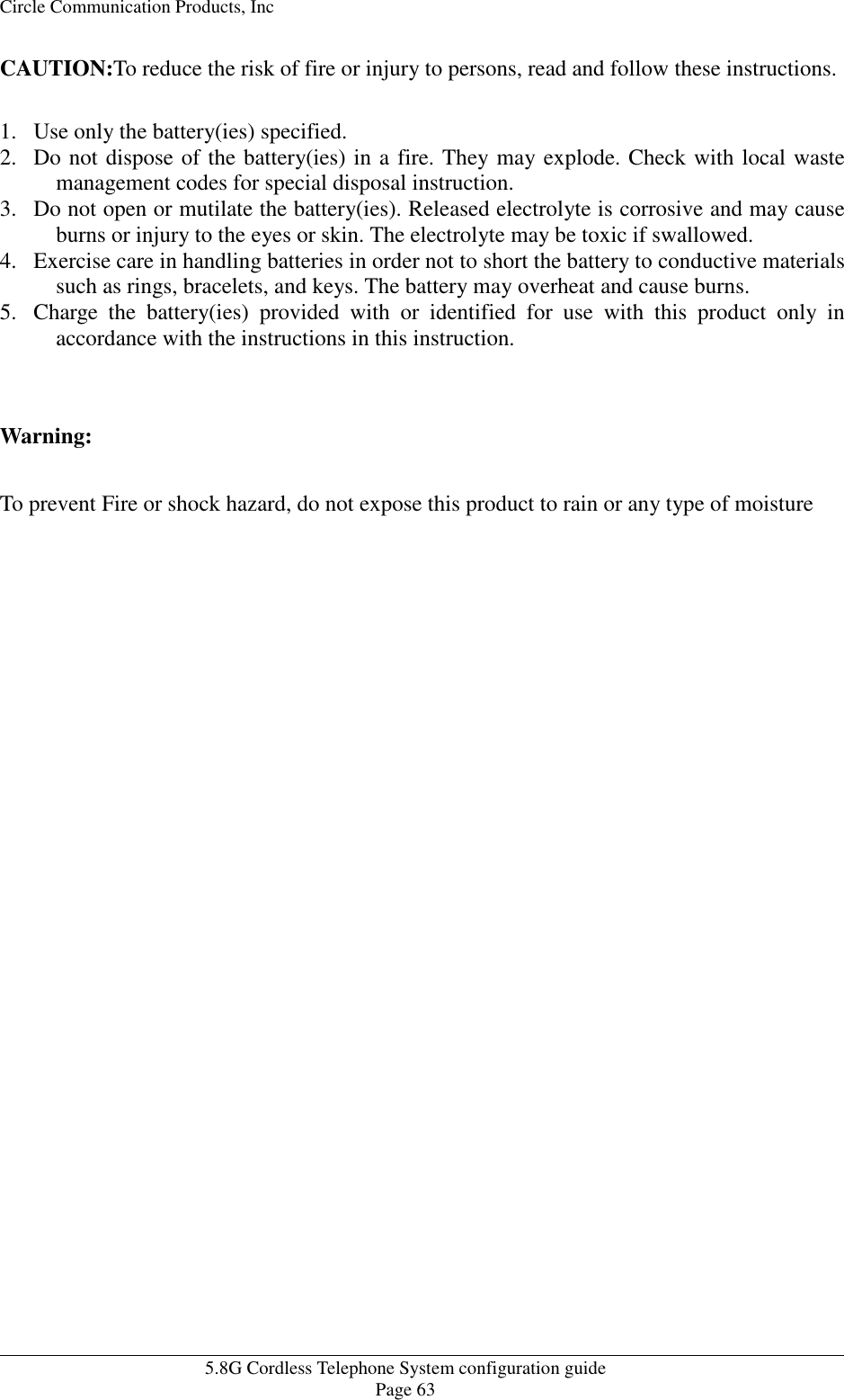 Page 63 of HKC Technology 238 5.8GHz DSSS Cordless Phone System w/ CID & DAM User Manual WPBXconfig v21