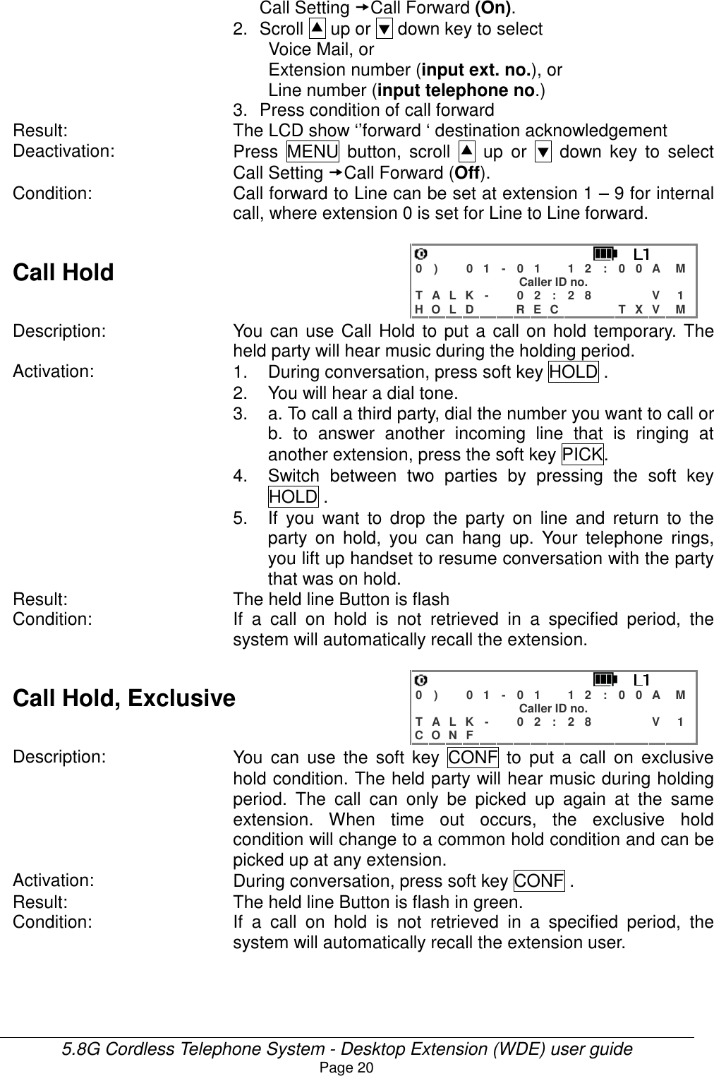 Page 20 of HKC Technology 238 5.8GHz DSSS Cordless Phone System w/ CID & DAM User Manual WDE User Guide v21
