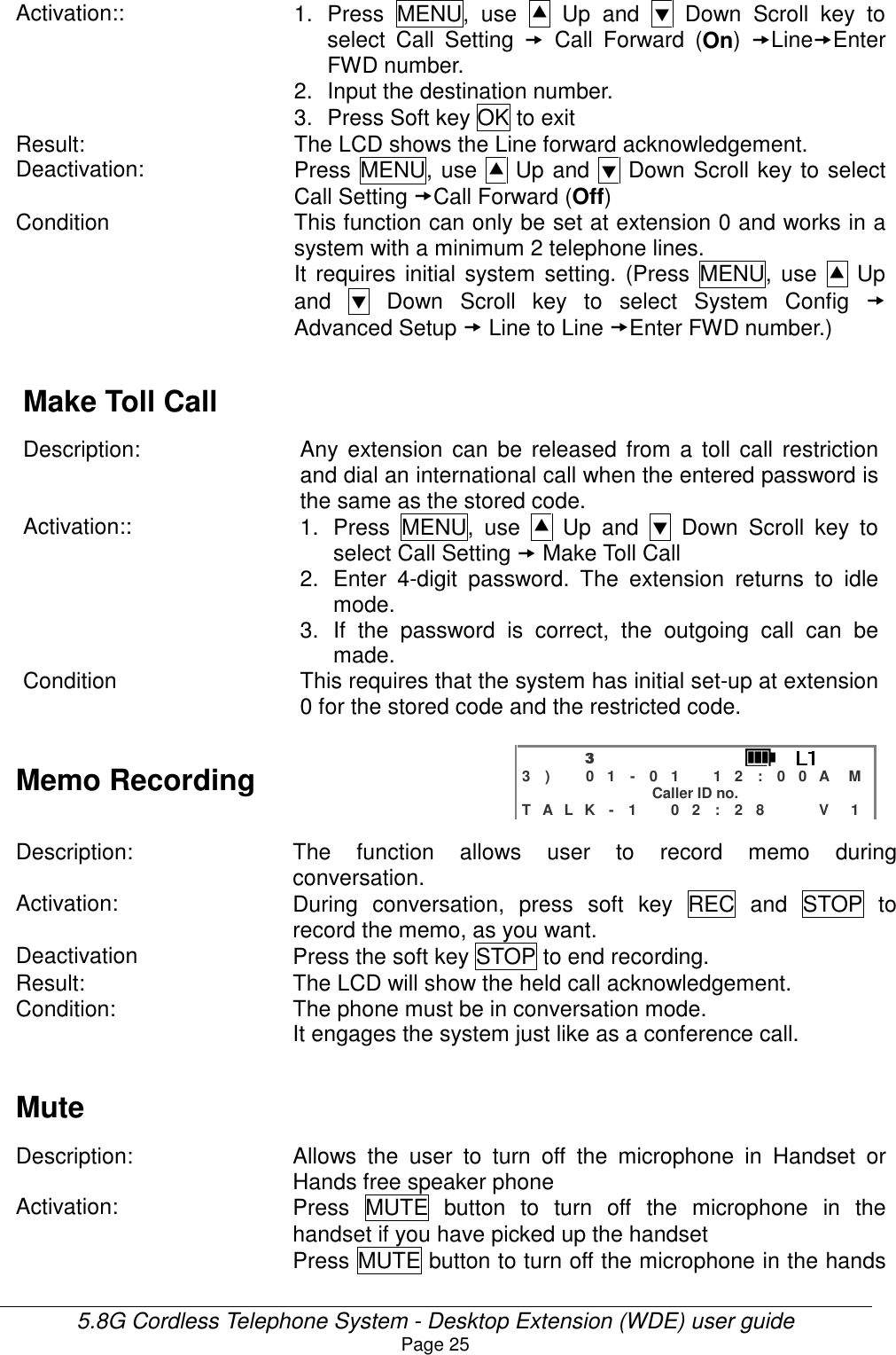 Page 25 of HKC Technology 238 5.8GHz DSSS Cordless Phone System w/ CID & DAM User Manual WDE User Guide v21