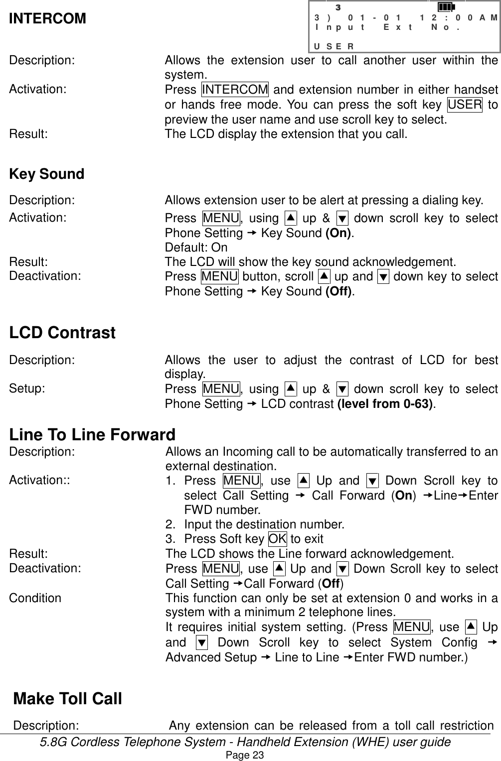 Page 23 of HKC Technology 238 5.8GHz DSSS Cordless Phone System w/ CID & DAM User Manual WHE User Guide v21